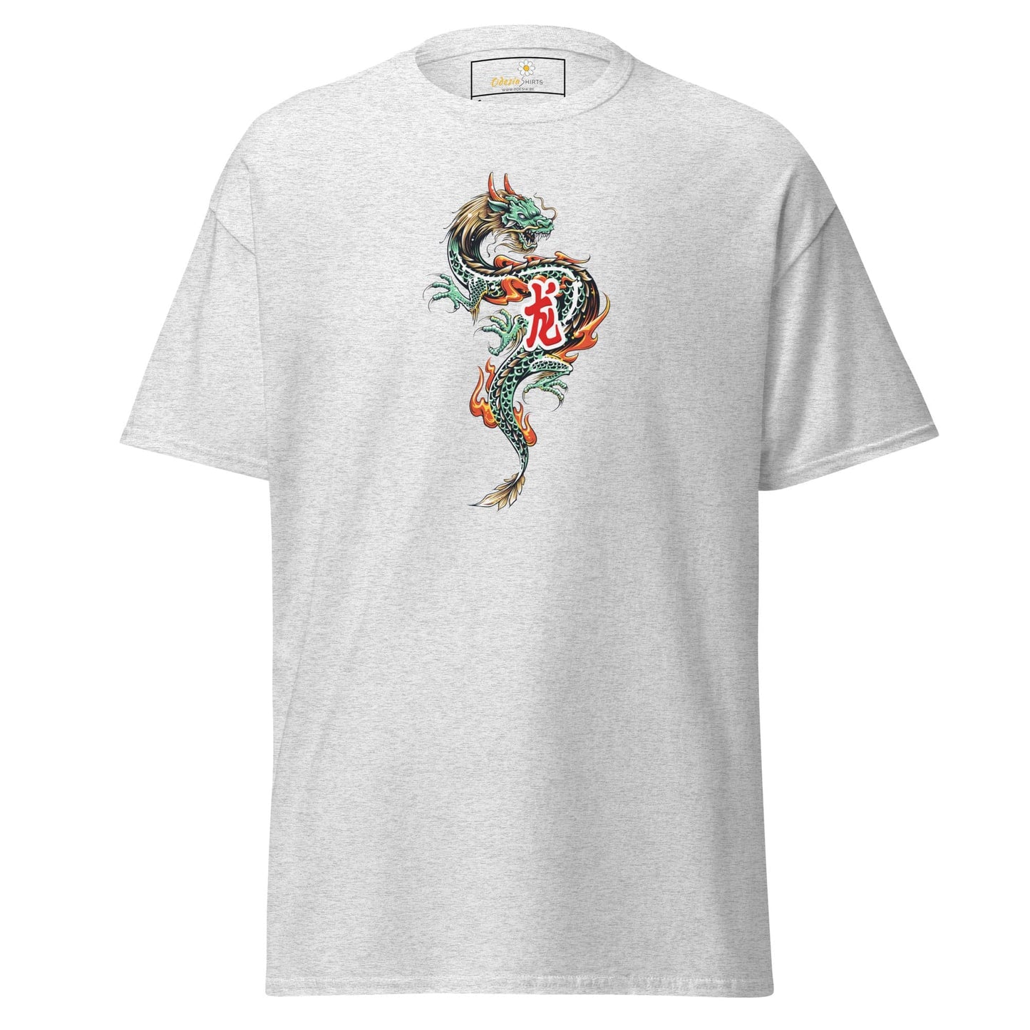 Unisex classic tee - MYSTIC GREEN DRAGON - REGULAR - Ash / S