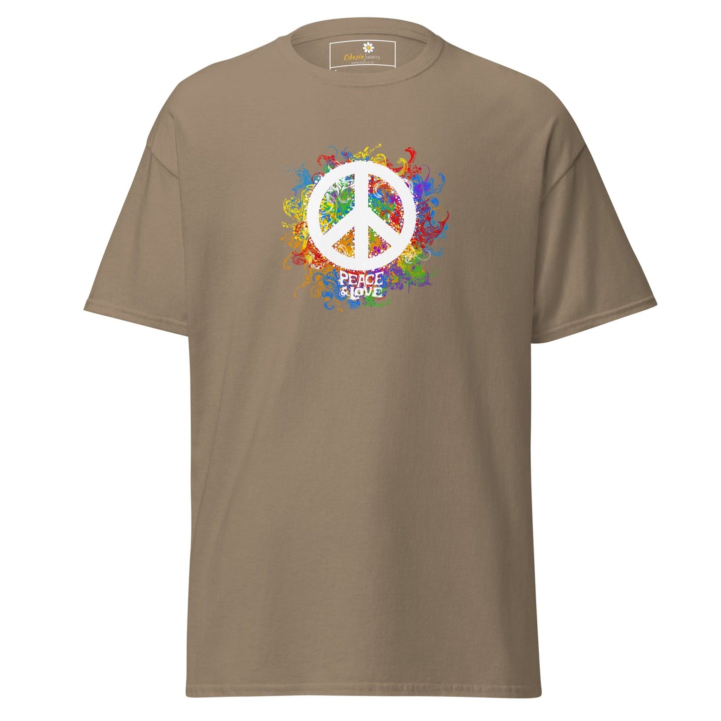 Unisex classic tee - POSITIVE PEACE AND LOVE - REGULAR - Brown Savana / S