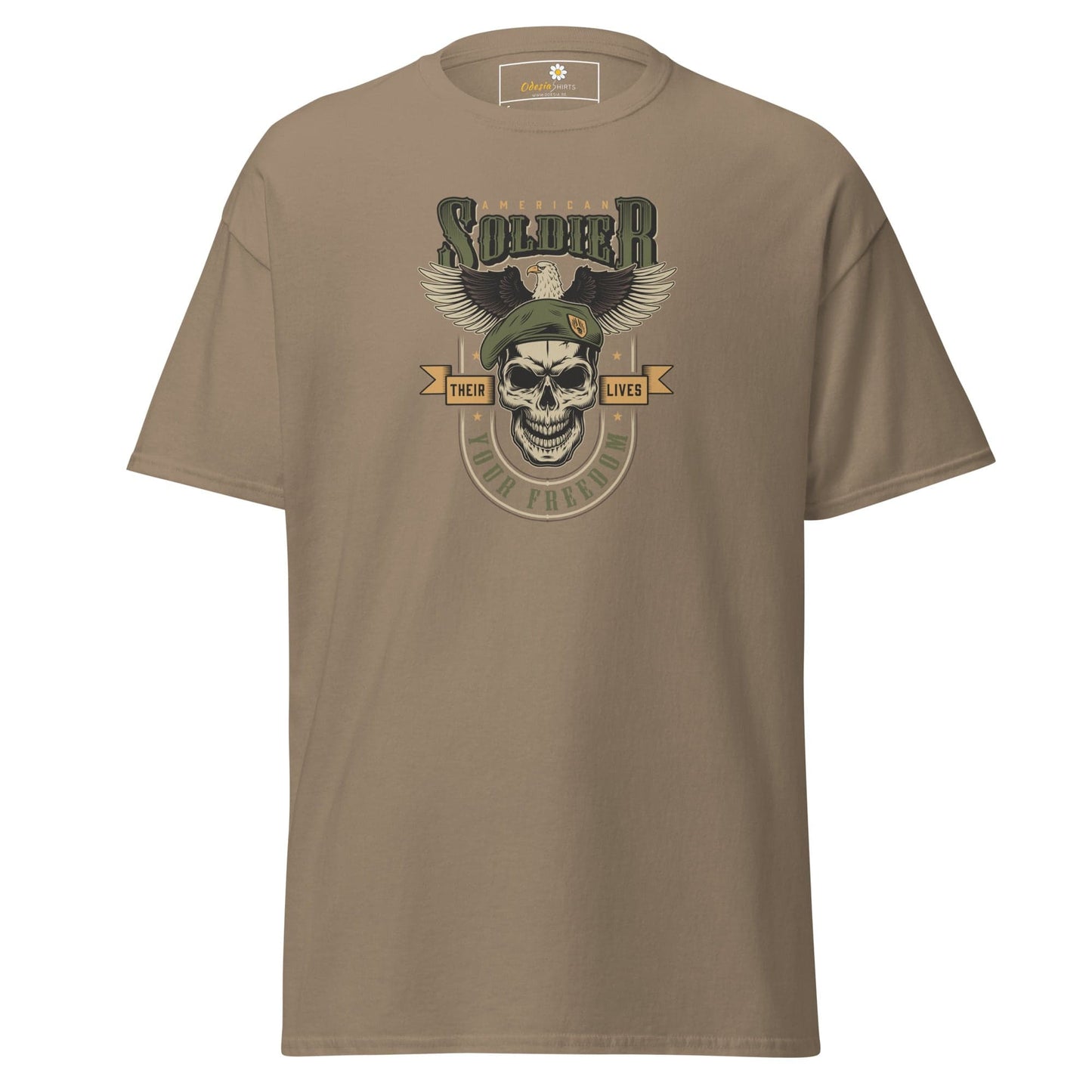 Unisex classic tee - SKULL VINTAGE AMERICAN SOLDIERS - REGULAR - Brown Savana / S