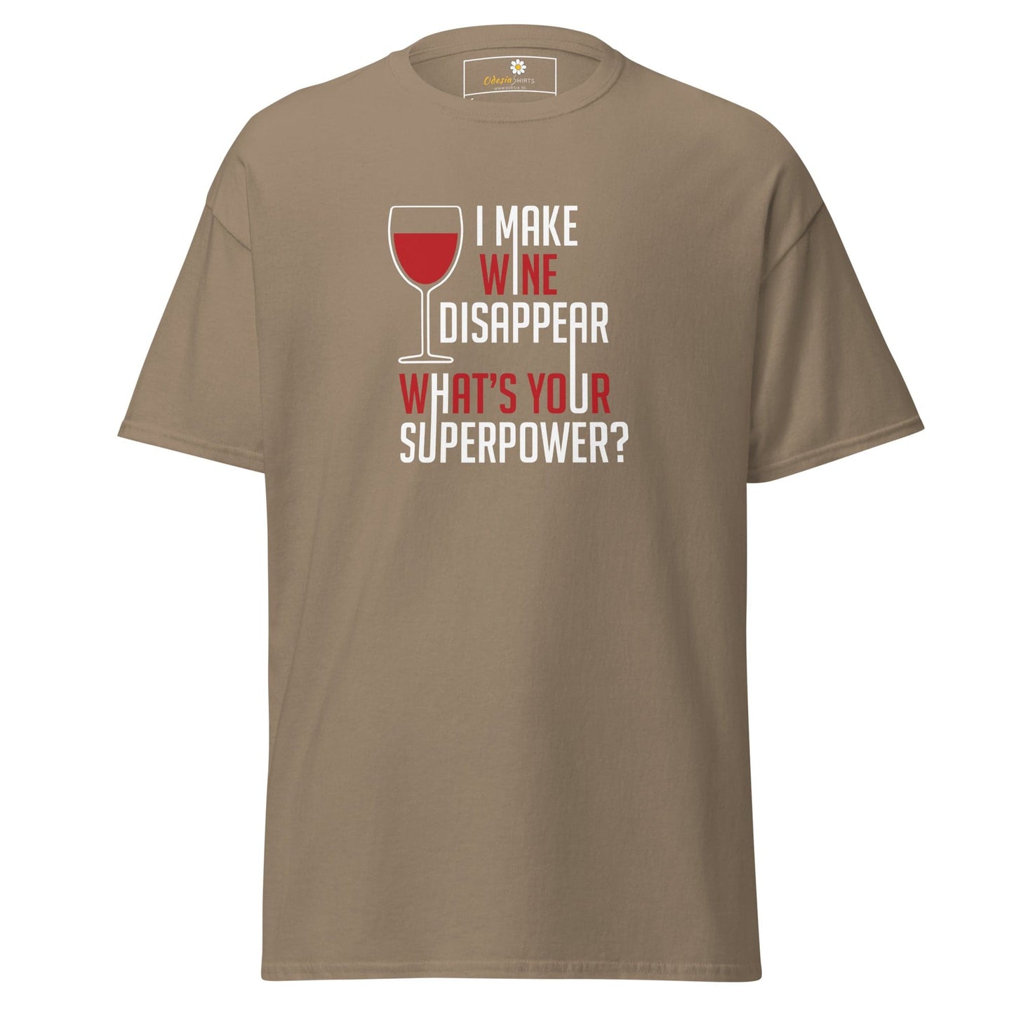Unisex classic t-shirt - FUN WINE DISSAPEAR - REGULAR - Brown Savana / S