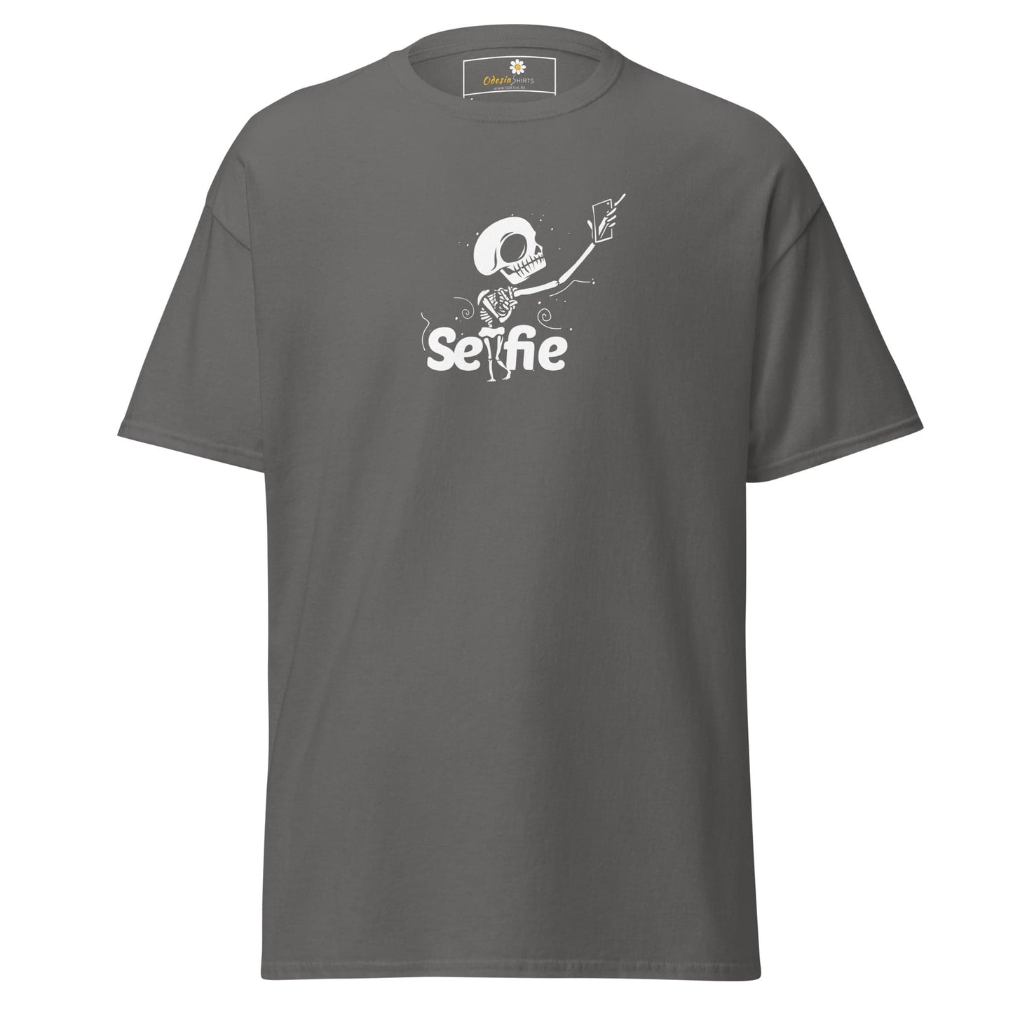 Unisex classic t-shirt - SKULL SELFIE - REGULAR - Charcoal / S