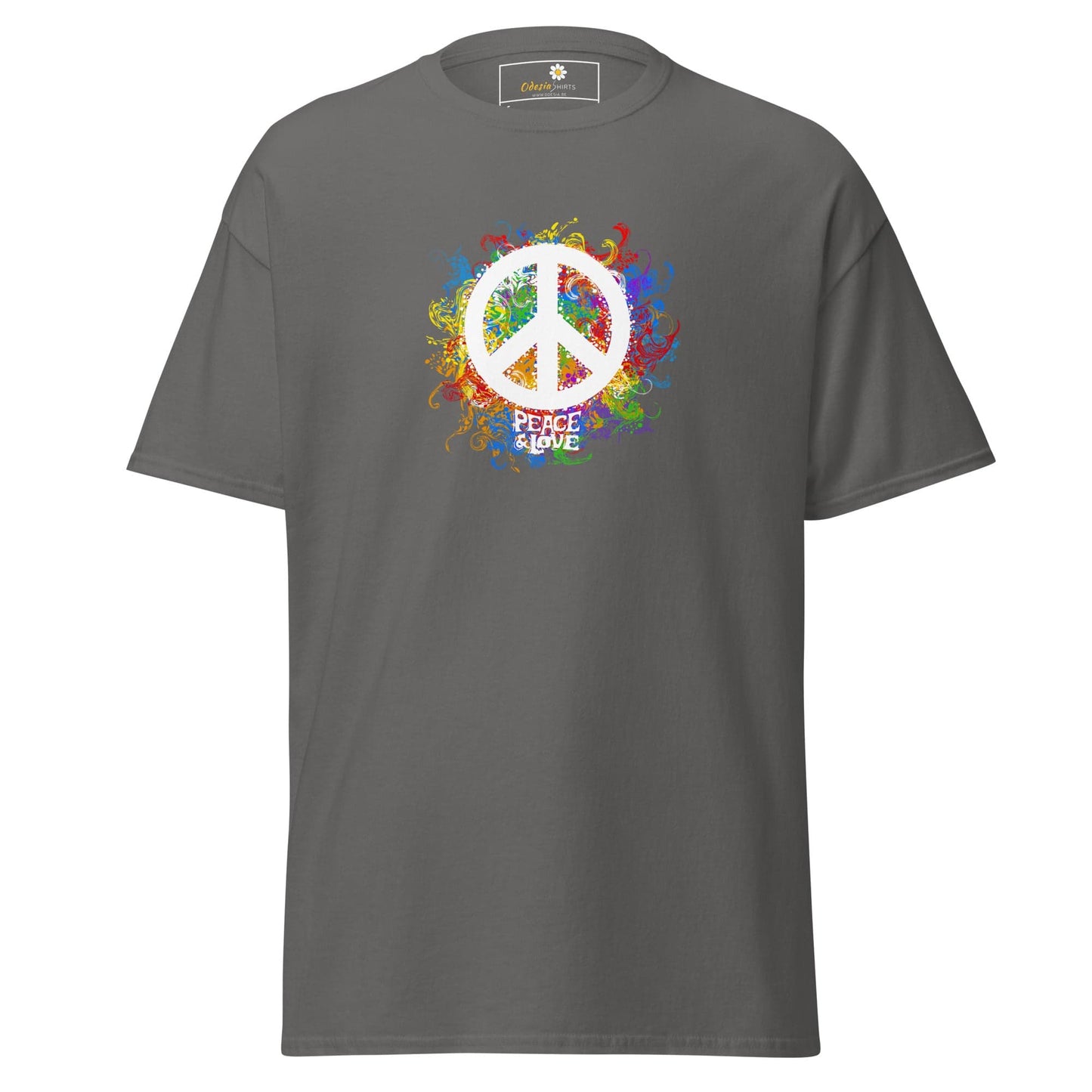 Unisex classic tee - POSITIVE PEACE AND LOVE - REGULAR - Charcoal / S
