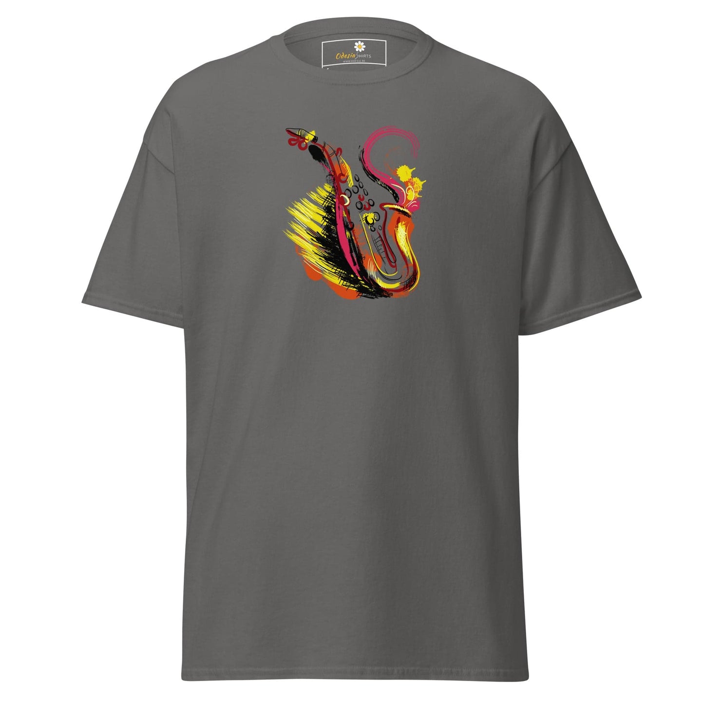 Unisex classic tee - MUSIC SAXOPHONE - REGULAR - Charcoal / S