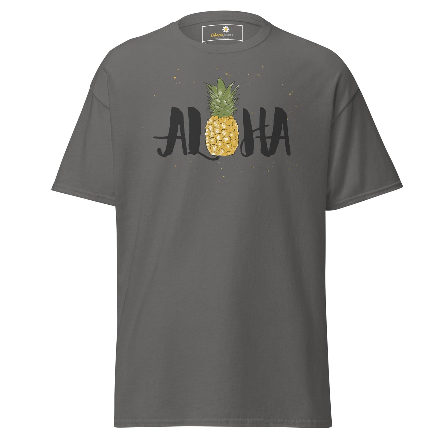 Unisex classic t-shirt - POSITIVE ALOHA HAWAI PINEAPPLE - REGULAR - Charcoal / S