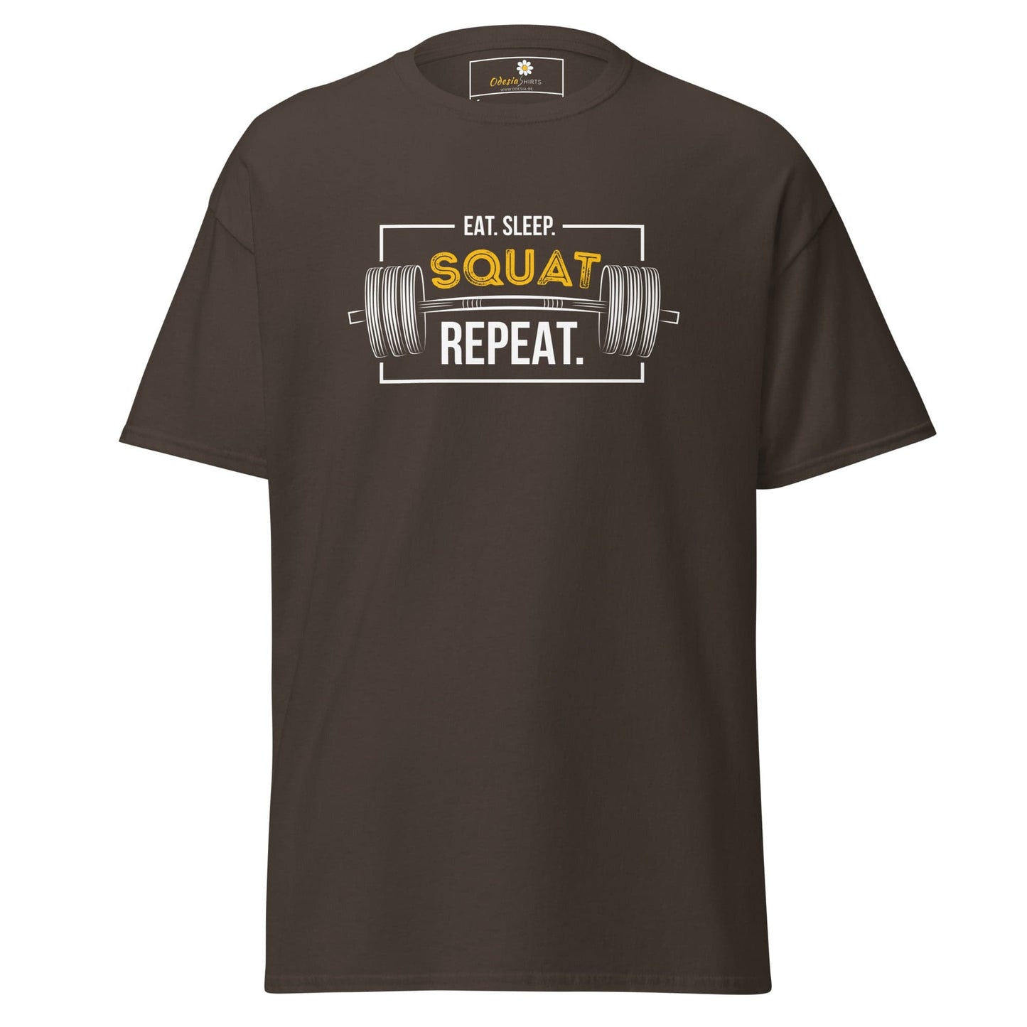 Unisex classic t-shirt - SPORT SQUAT REPEAT - REGULAR - Dark Chocolate / S
