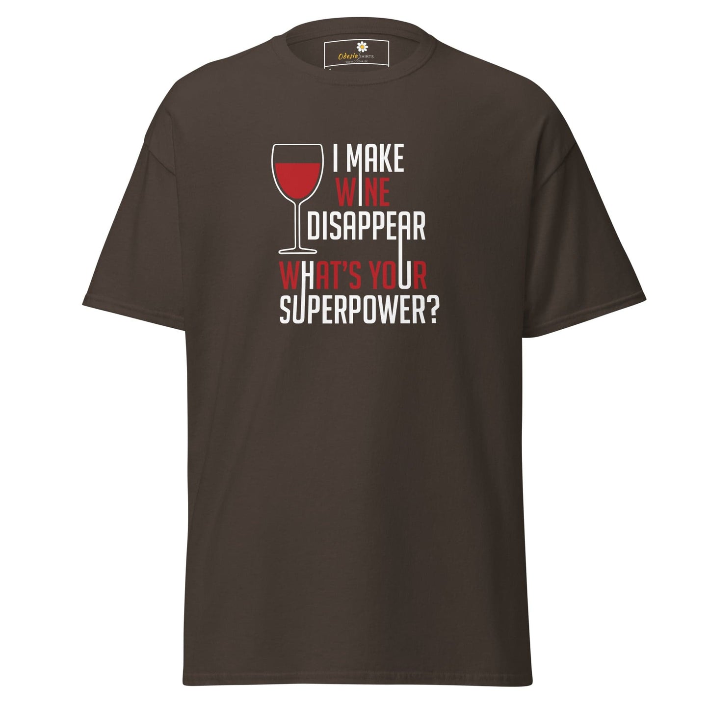 Unisex classic t-shirt - FUN WINE DISSAPEAR - REGULAR - Dark Chocolate / S