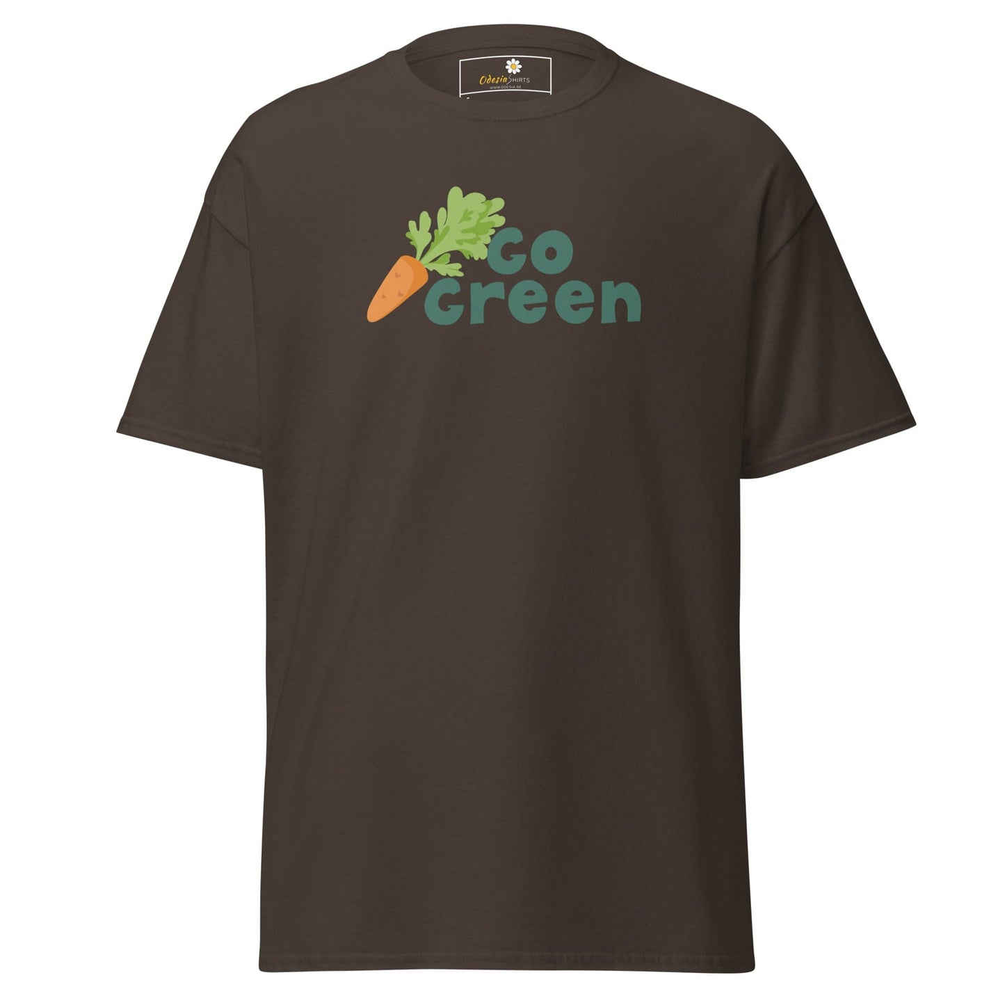 Unisex classic t-shirt - VEGAN GO GREEN - REGULAR - Dark Chocolate / S