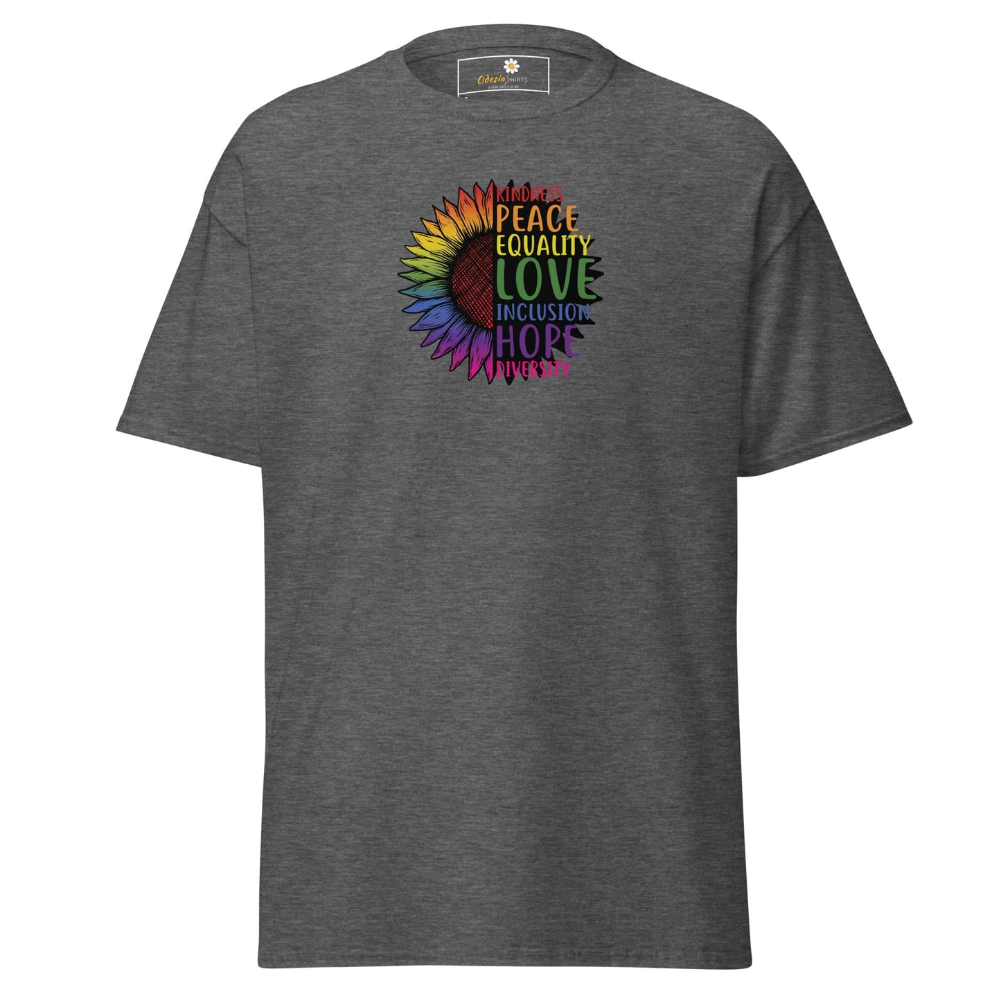 Unisex classic t-shirt - LGBTQ PEACE AND LOVE - REGULAR - Dark Heather / S