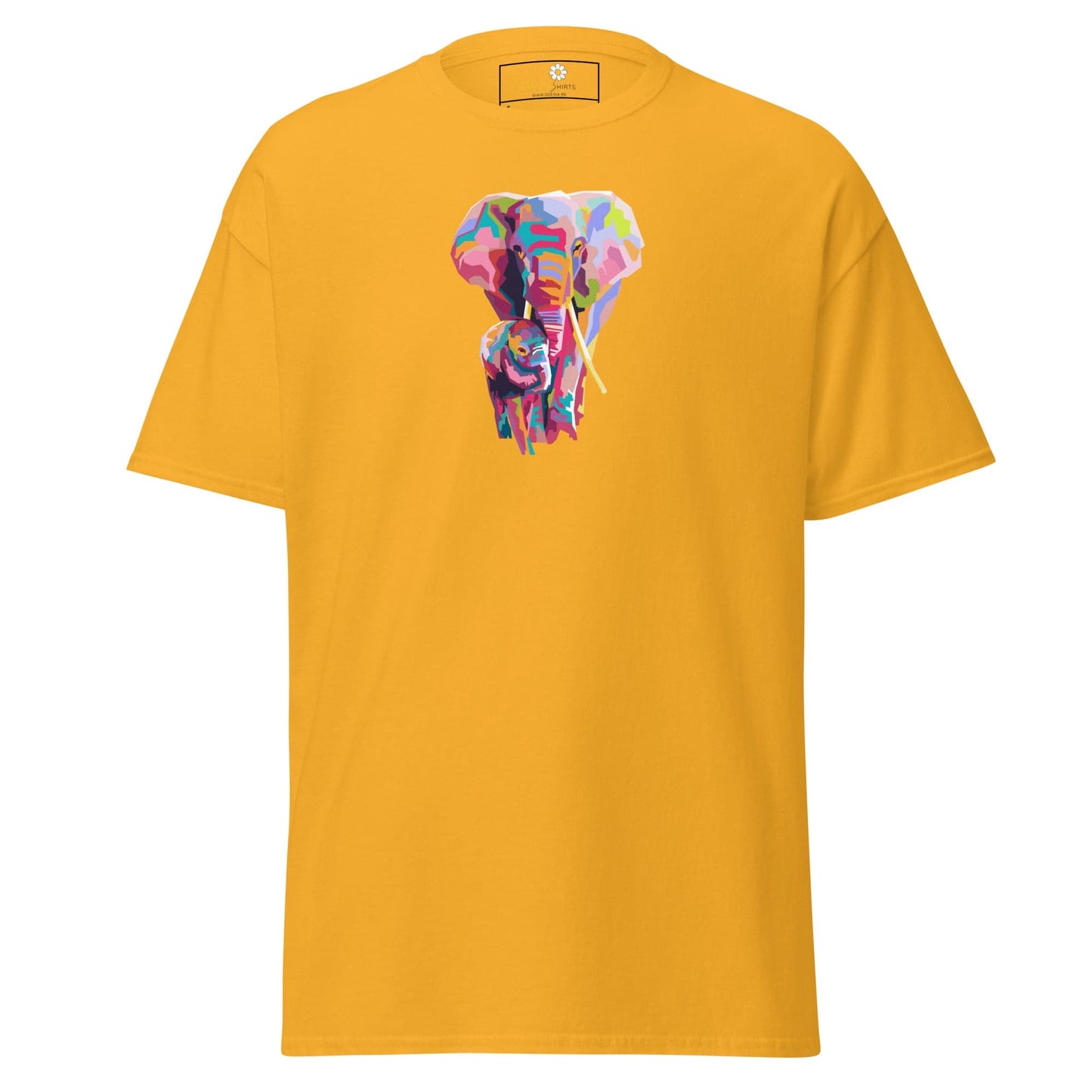 Unisex classic tee - WILD LIFE COLORFUL ELEPHANTS - REGULAR - Gold / S