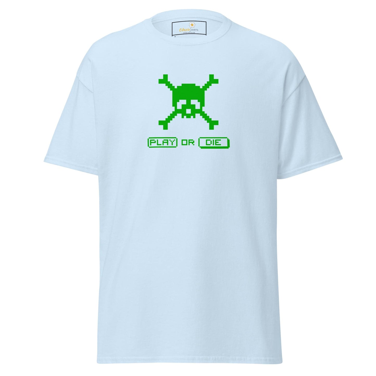 Unisex classic t-shirt - SKULL PLAY OR DIE - REGULAR - Light Blue / S