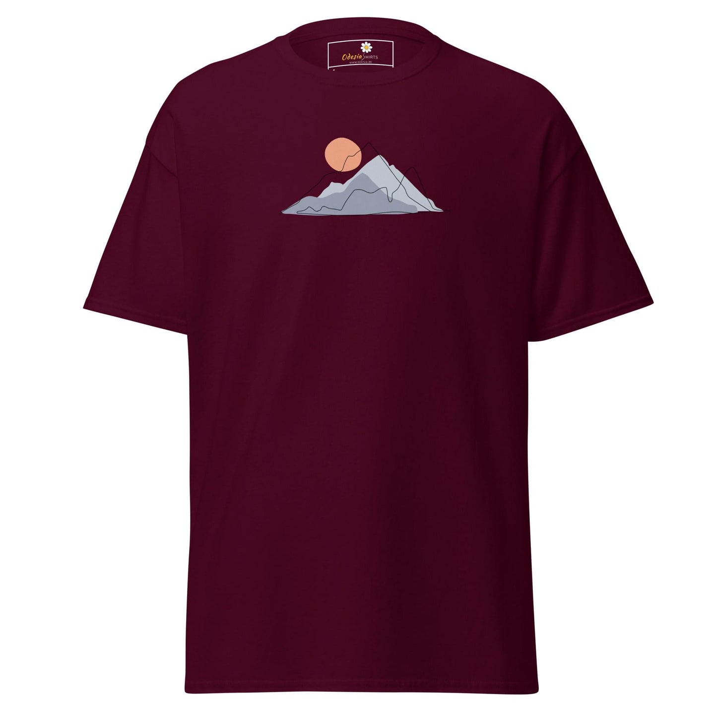 Unisex classic tee - NATURE MOUNTAIN SUN - REGULAR - Maroon / S