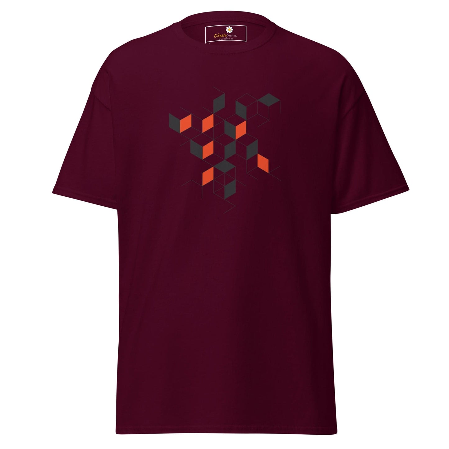 Unisex classic tee - ABSTRACT SQUARES - REGULAR - Maroon / S