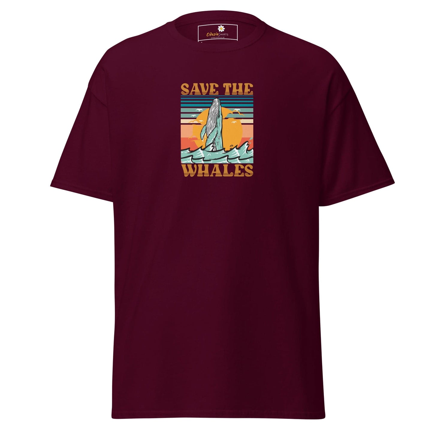 Unisex classic tee - WILD LIFE SAVE THE WHALES - REGULAR - Maroon / S