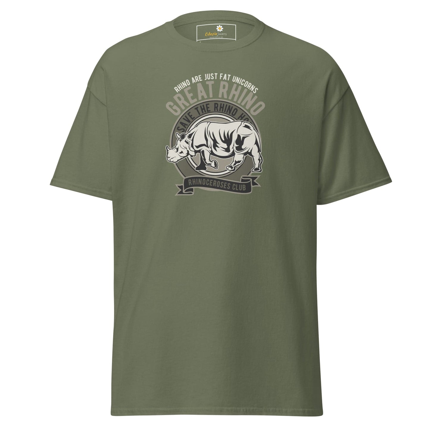 Unisex classic t-shirt - WILD LIFE GREAT RHINO - REGULAR - Military Green / S