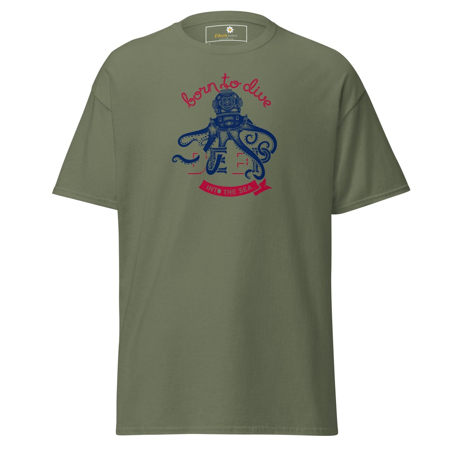 Unisex classic t-shirt - SPORT BORN TO DIVE - REGULAR - Military Green / S