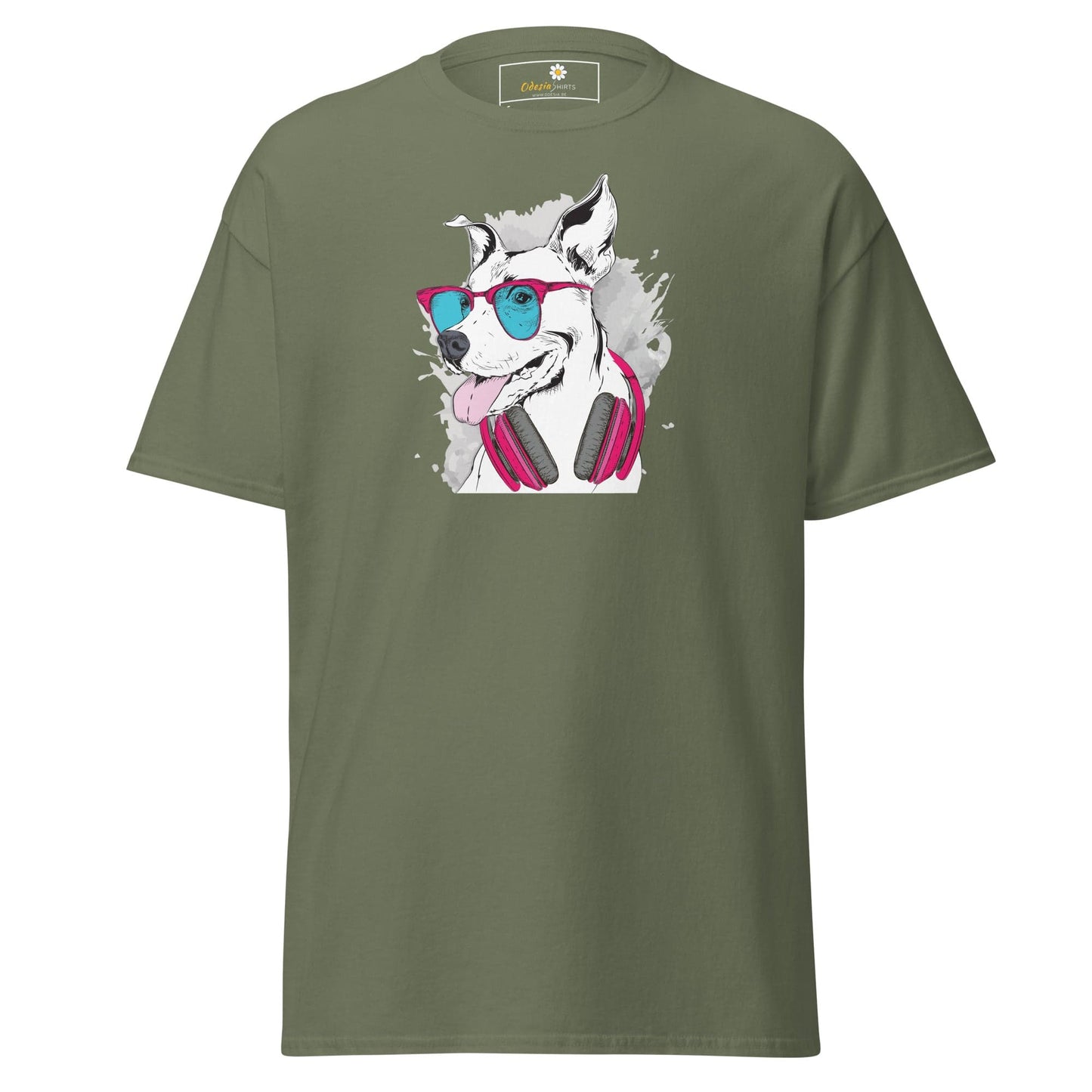 Unisex classic t-shirt - ANIMALS MUSIC DOG - REGULAR - Military Green / S
