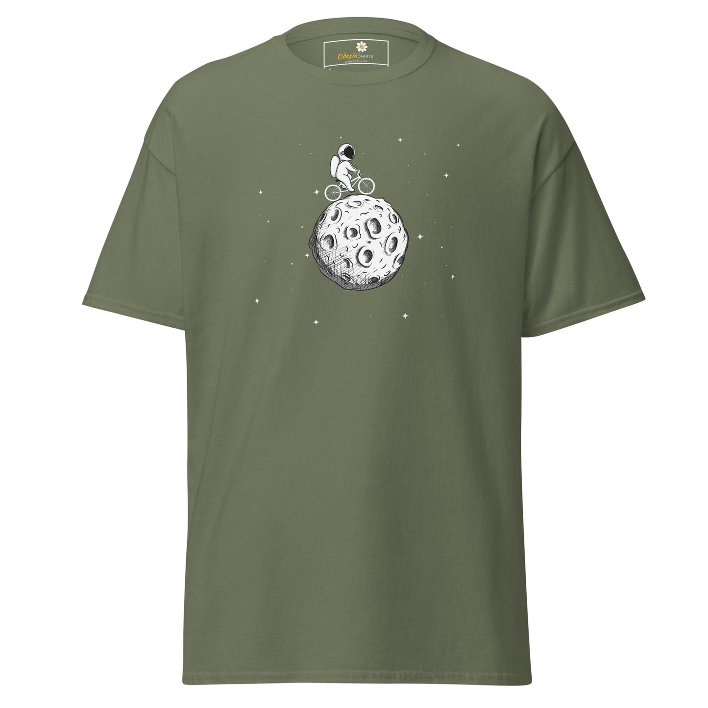 Unisex classic t-shirt - ASTRONAUT RIDING BIKE MOON - REGULAR - Military Green / S