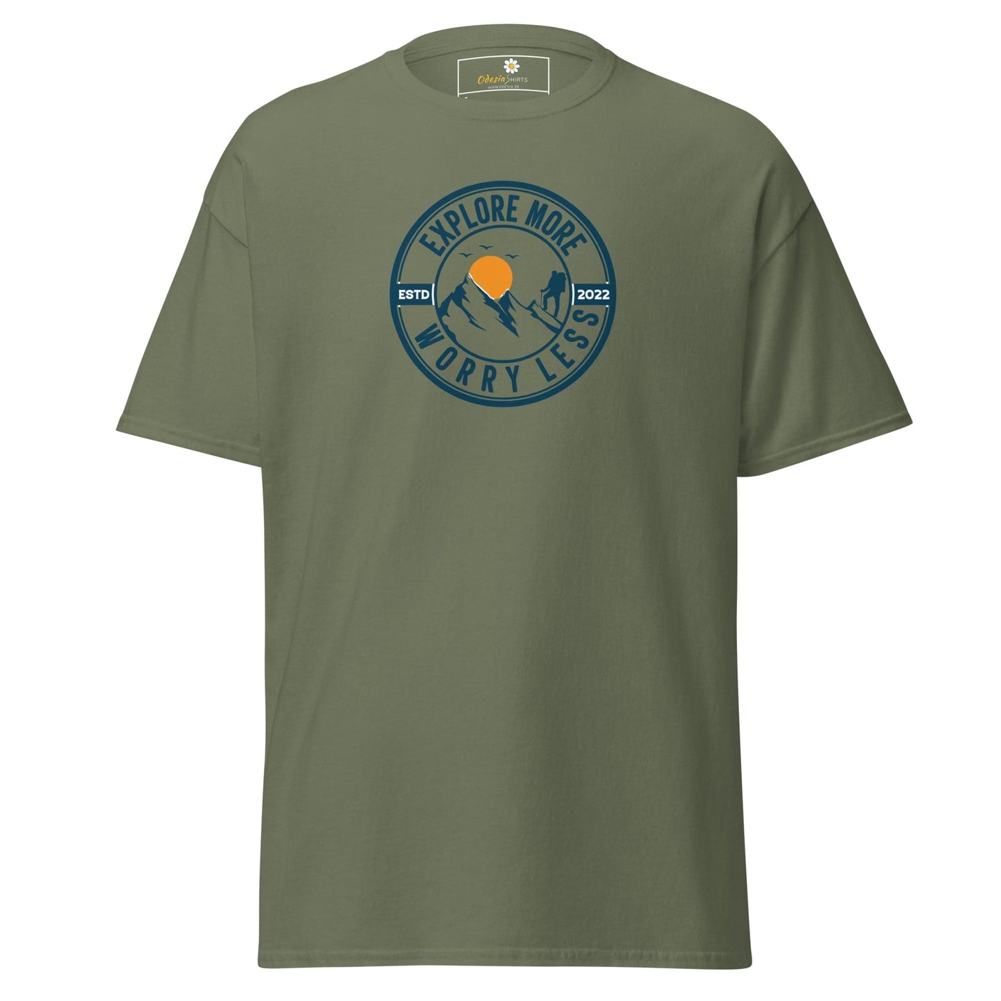 Unisex classic t-shirt - ADVENTURE EXPLORE WORRY LESS - REGULAR - Military Green / S