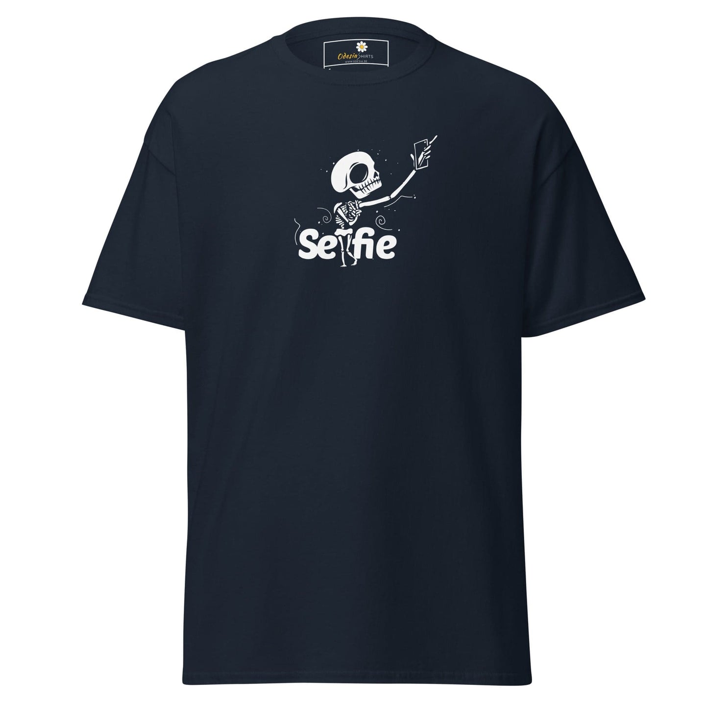 Unisex classic t-shirt - SKULL SELFIE - REGULAR - Navy / S