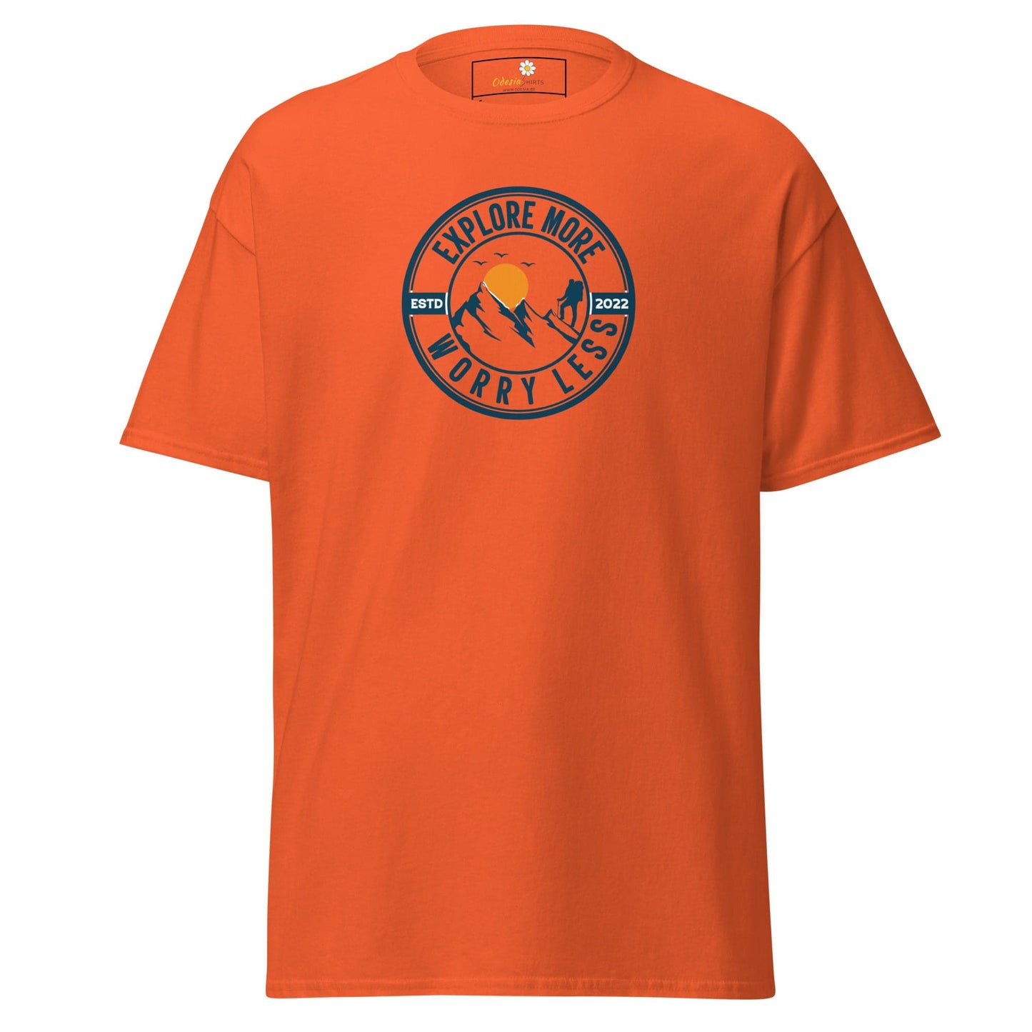 Unisex classic t-shirt - ADVENTURE EXPLORE WORRY LESS - REGULAR - Orange / S