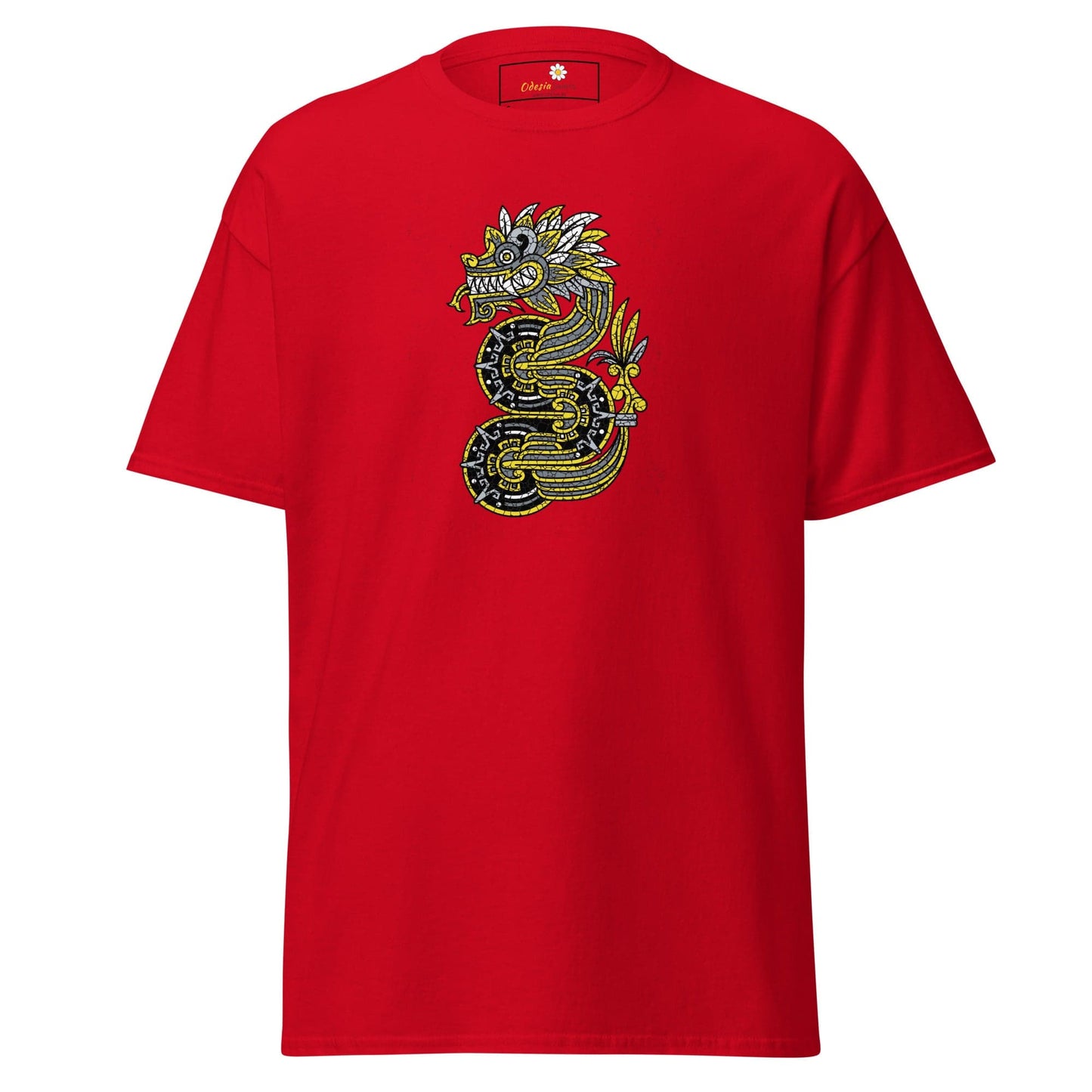 Unisex classic t-shirt - MYSTIC YELLOW GREY DRAGON - REGULAR - Red / S