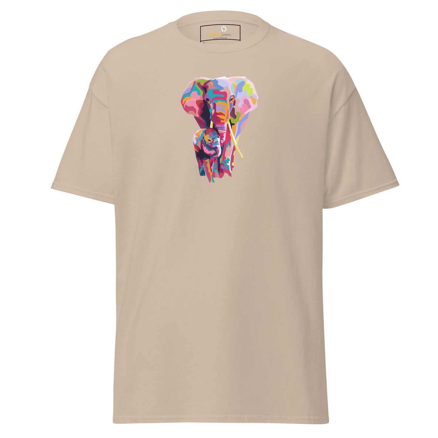 Unisex classic tee - WILD LIFE COLORFUL ELEPHANTS - REGULAR - Sand / S