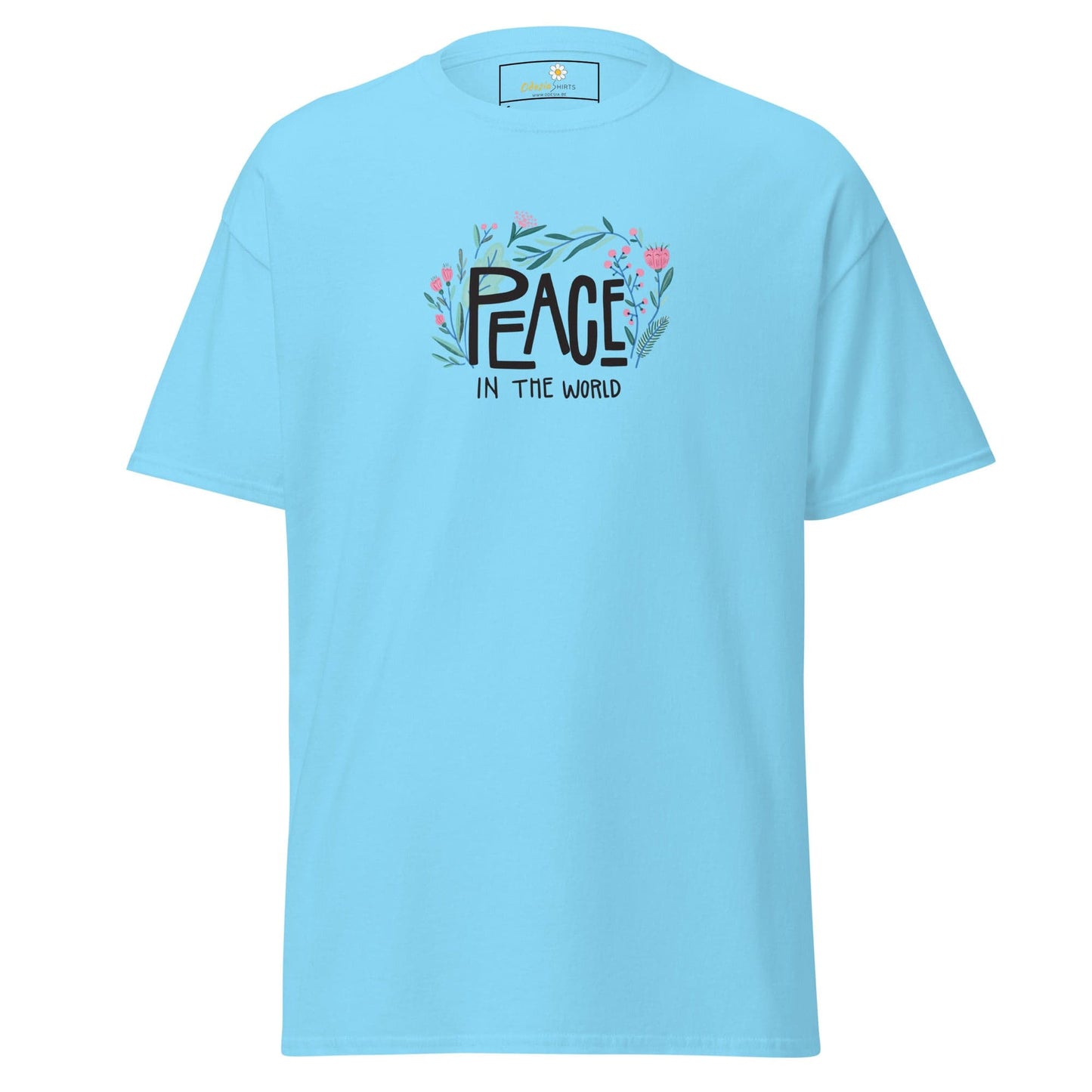 Unisex classic tee - POSITIVE TEXT PEACE IN THE WORLD - REGULAR - Sky / S