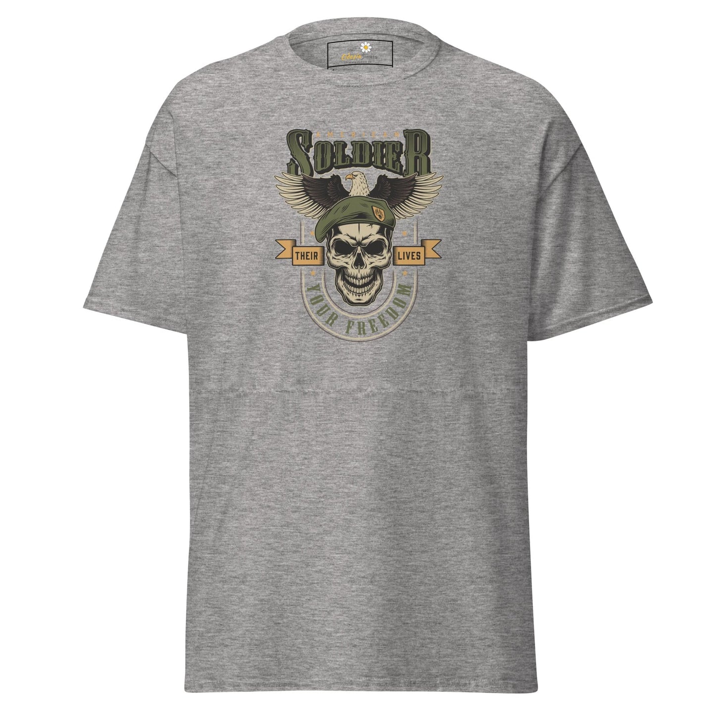 Unisex classic tee - SKULL VINTAGE AMERICAN SOLDIERS - REGULAR - Sport Grey / S