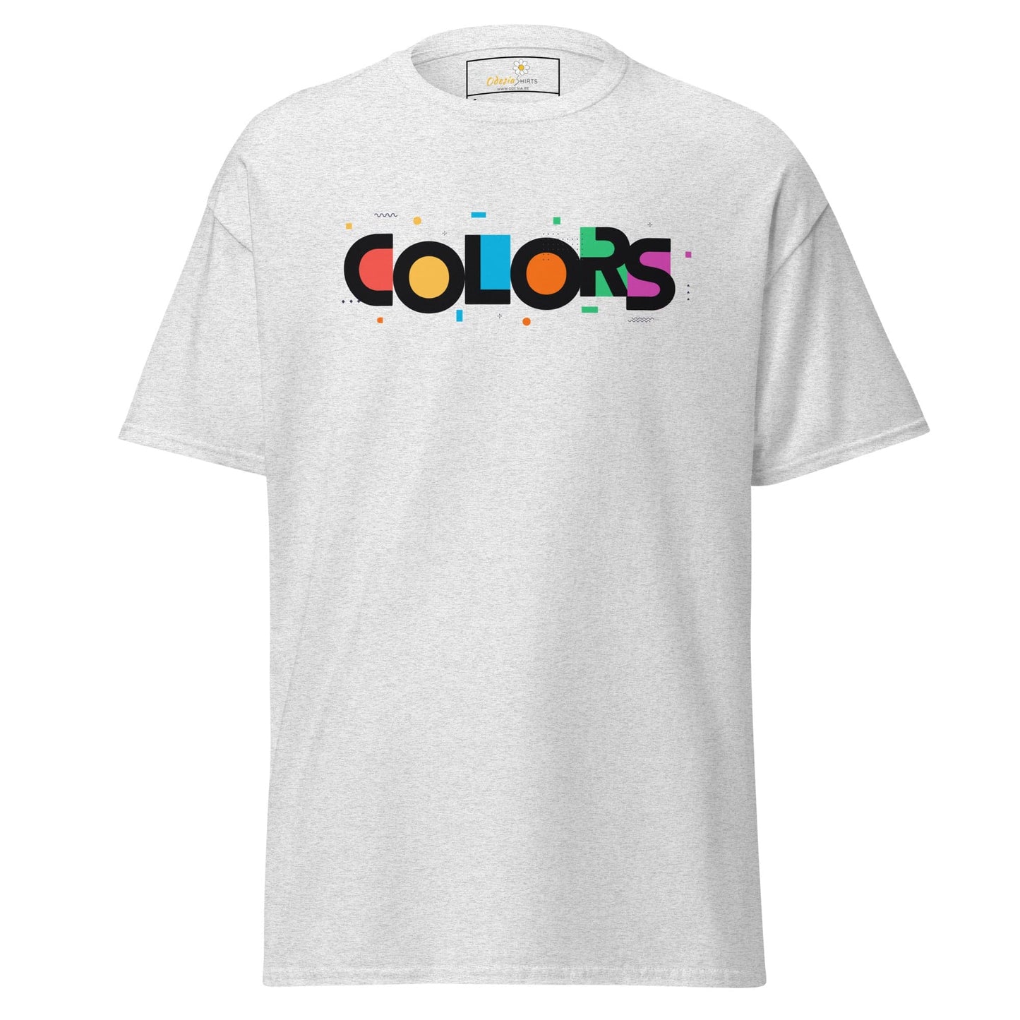 White T-shirt with COLORS text from T-SHIRT DESIGN TEE for Man and Woman sizes S to XL