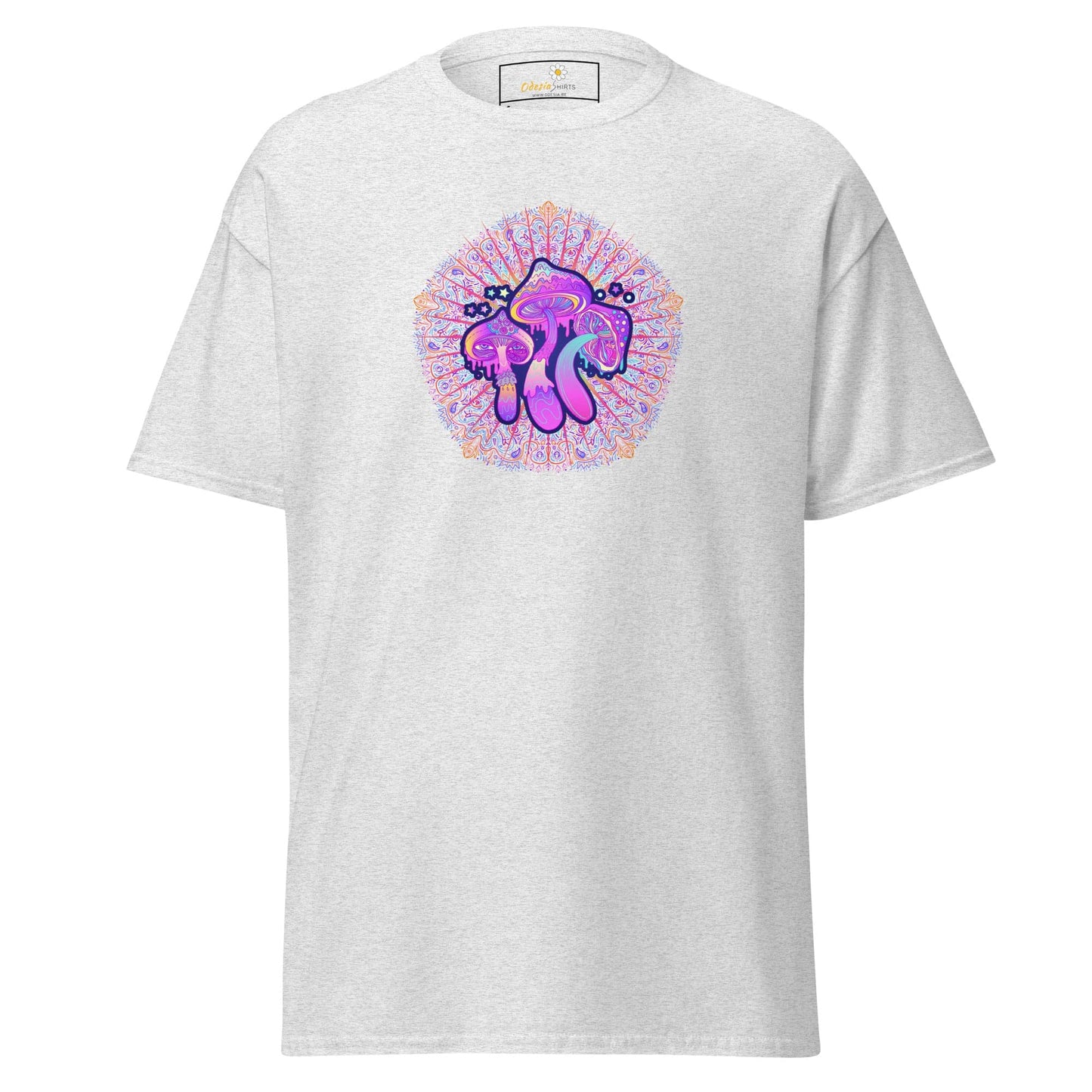 White T-shirt with mushroom design from T-SHIRT DESIGN TEE for men and women size S to XL