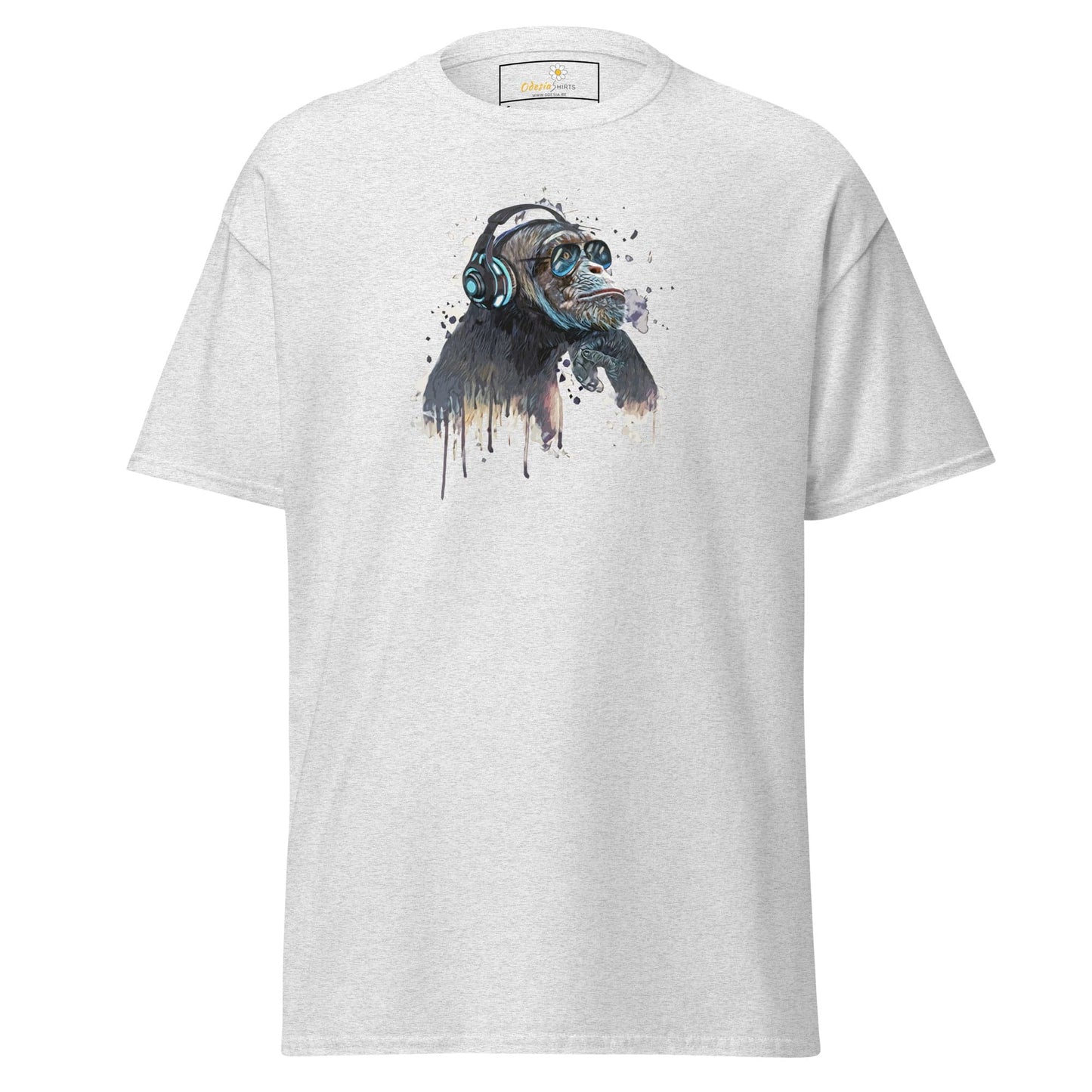 White T-shirt with chimpanzee graphic from T-SHIRT DESIGN TEE collection for men and women