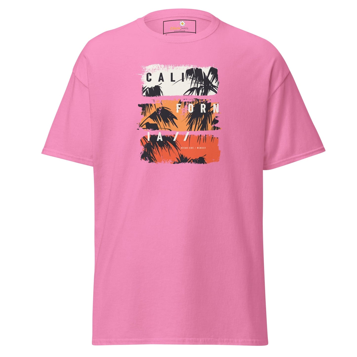 Pink T-shirt featuring California graphic for Men and Women in sizes S to XL