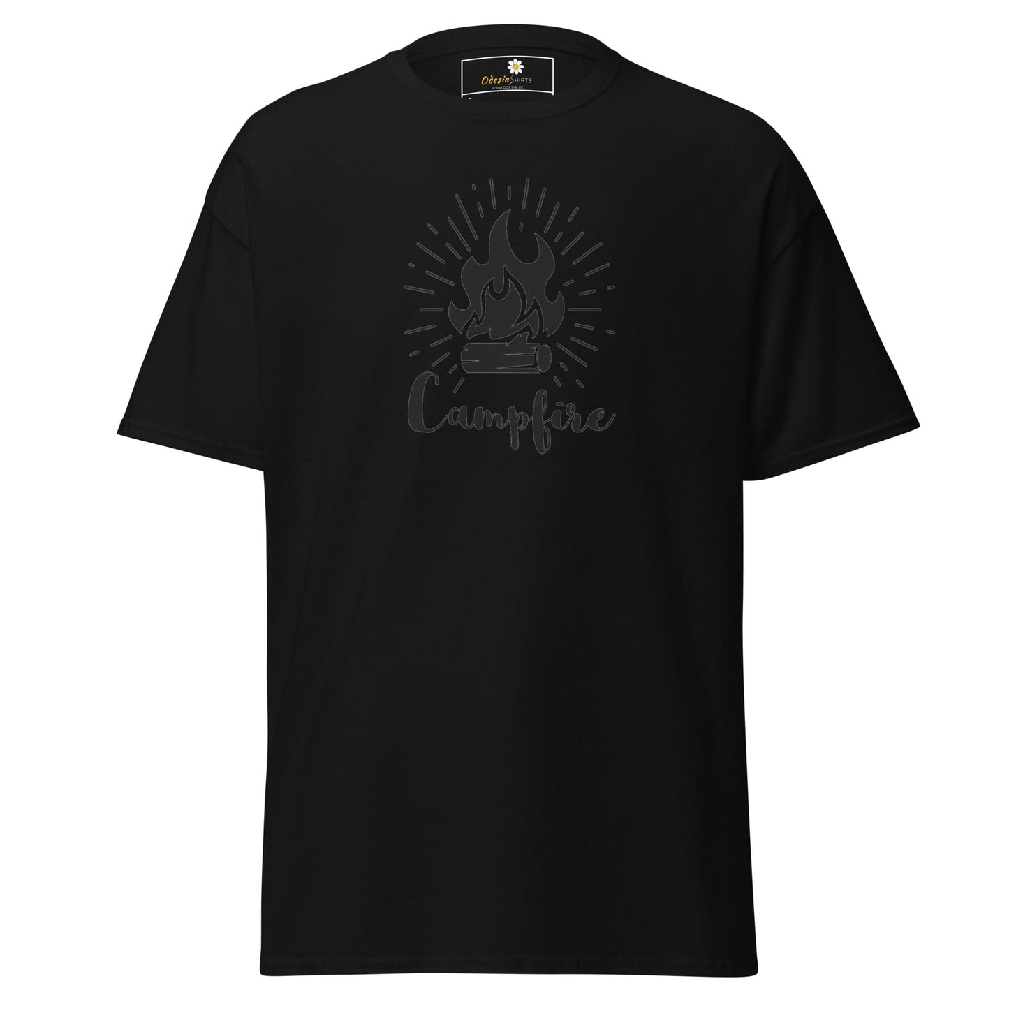 Black T-shirt with campfire graphic from T-SHIRT DESIGN TEE for Men and Women [S-XL]