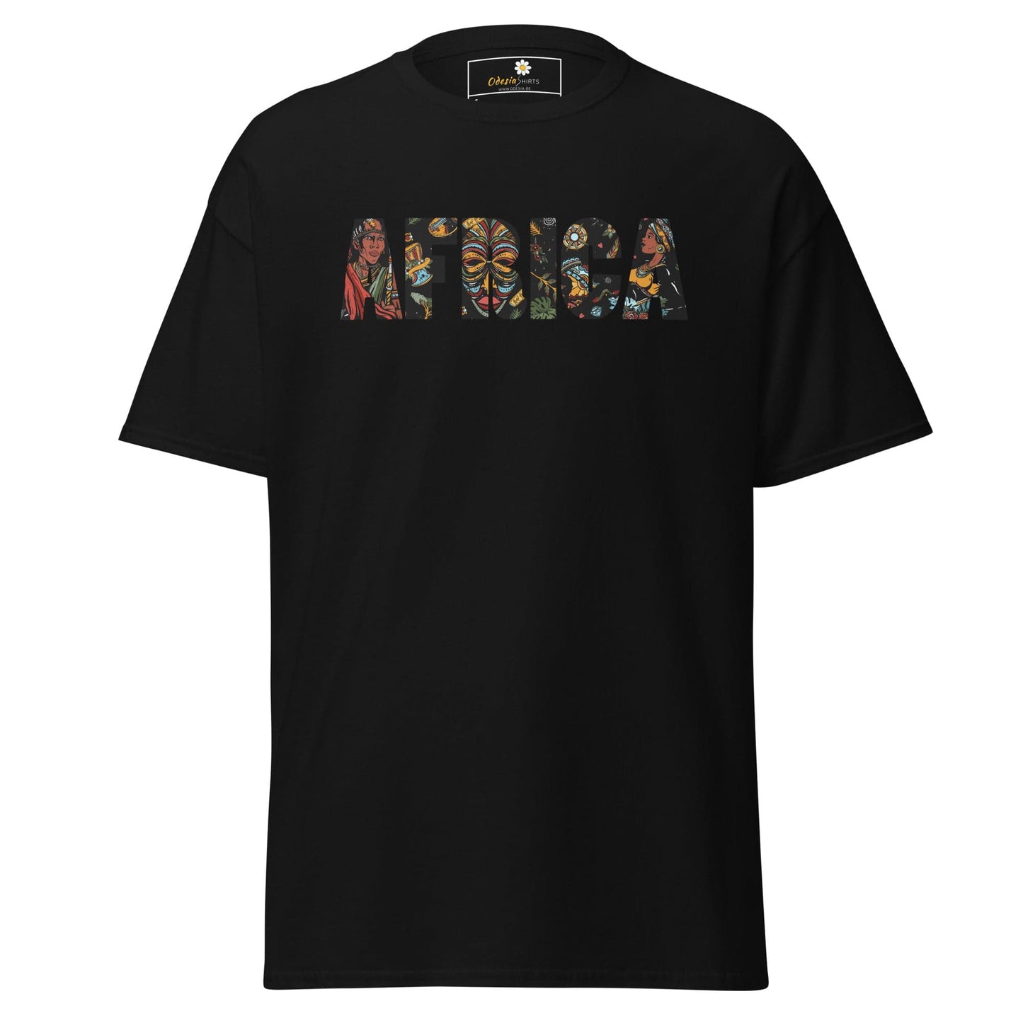Black T-shirt featuring AFRICA graphic from T-SHIRT DESIGN TEE for men and women