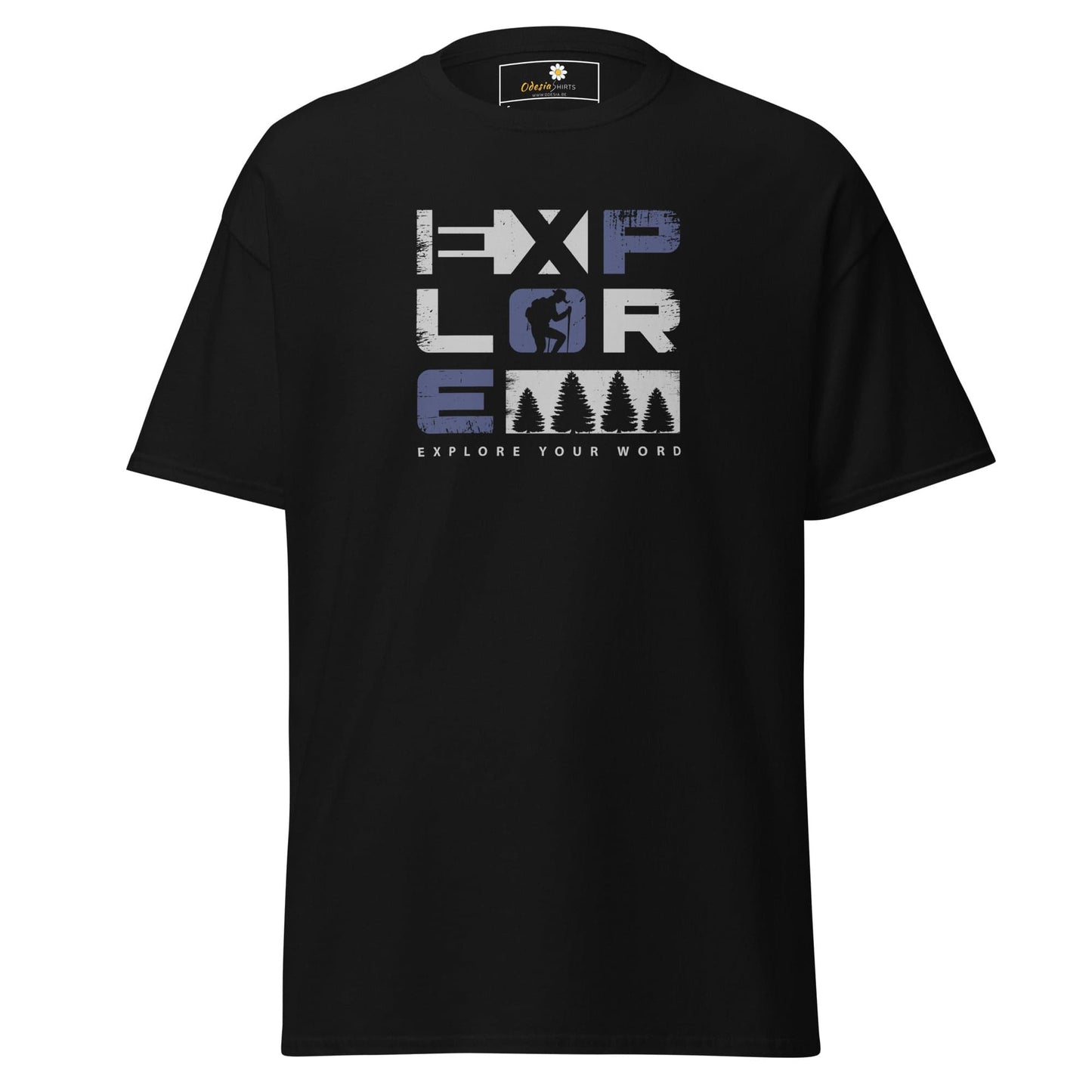 Unisex classic t-shirt - TEXT EXPLORE YOUR WORLD - REGULAR - Black / S