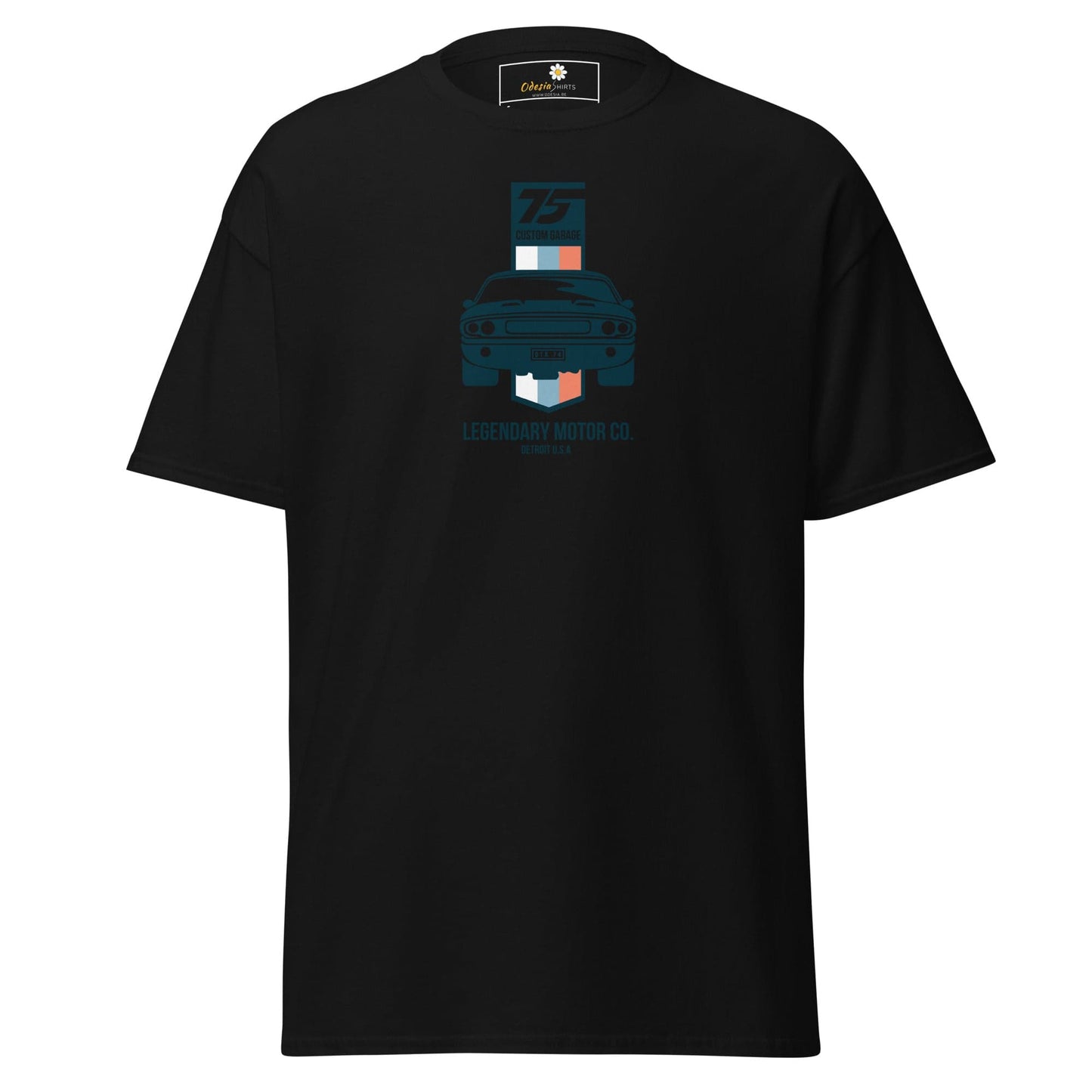 Black graphic T-shirt for men and women available in sizes S to XL displayed in product listing