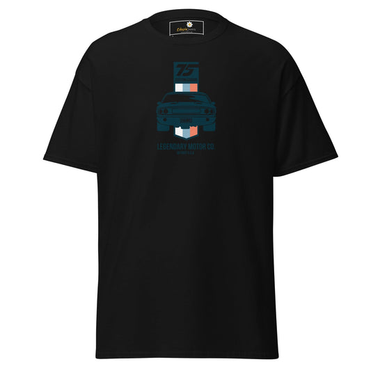 Black graphic T-shirt for men and women available in sizes S to XL displayed in product listing