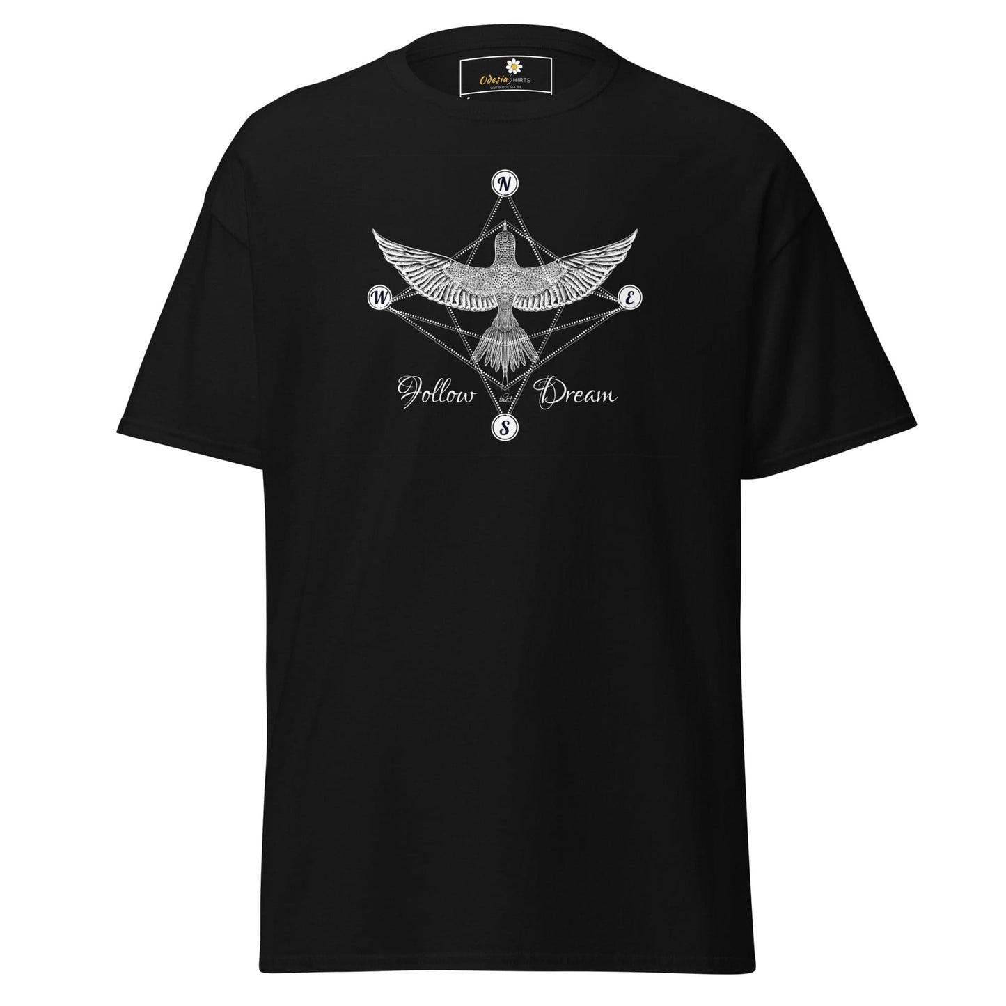 Black T-shirt featuring bird design from T-SHIRT DESIGN TEE for Men and Women