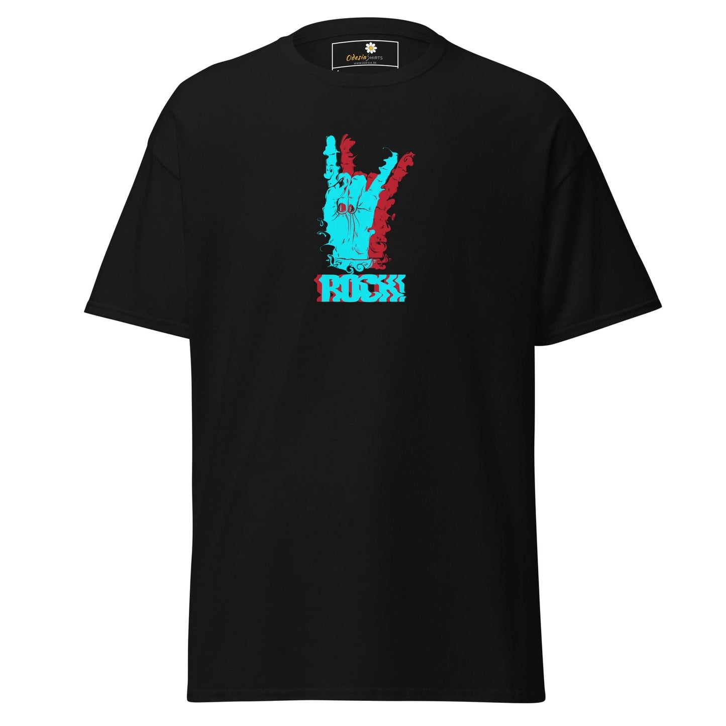 Black T-shirt with rock hand graphic from T-SHIRT DESIGN TEE for Men and Women