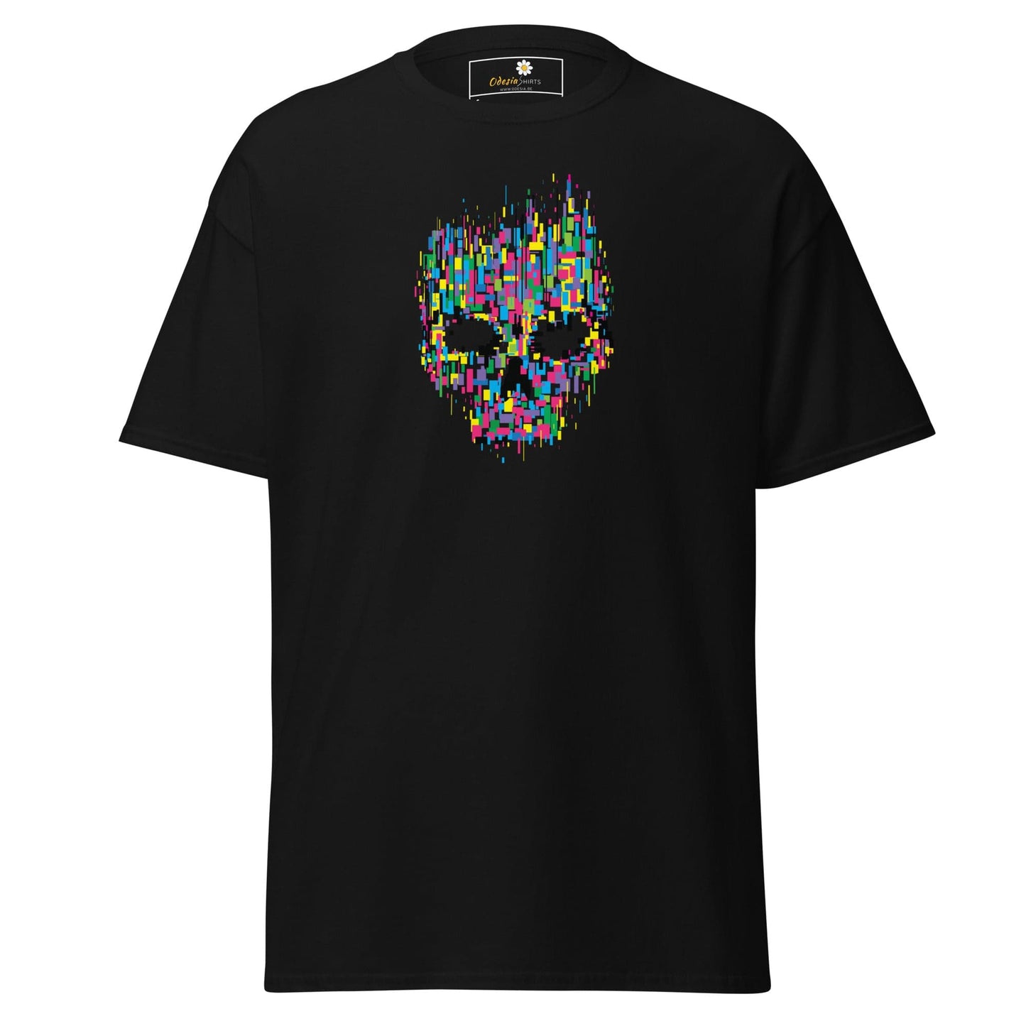 Unisex classic t-shirt - SKULL COLORFUL CUBES - REGULAR - Black / S