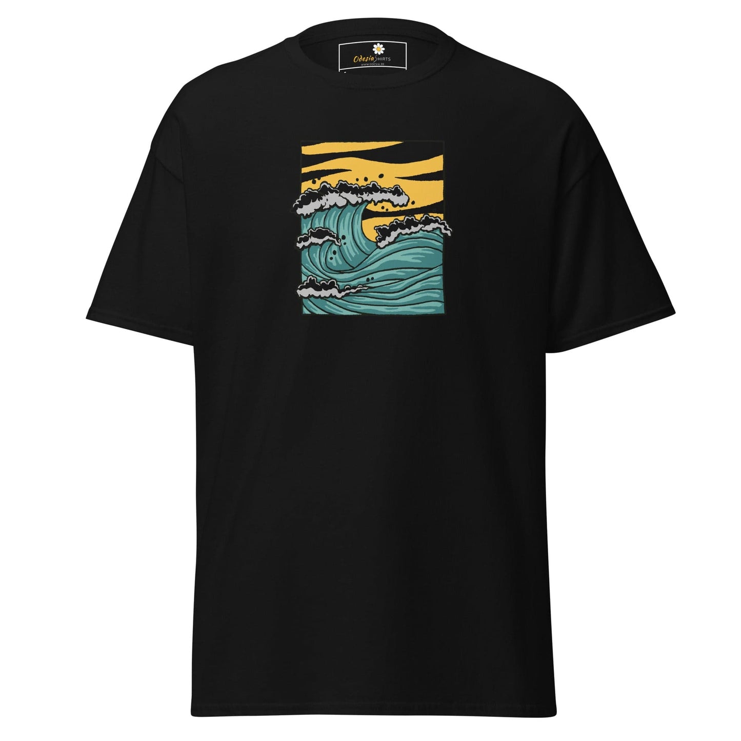 Unisex classic t-shirt - NATURE SEA WAVES - REGULAR - Black / S
