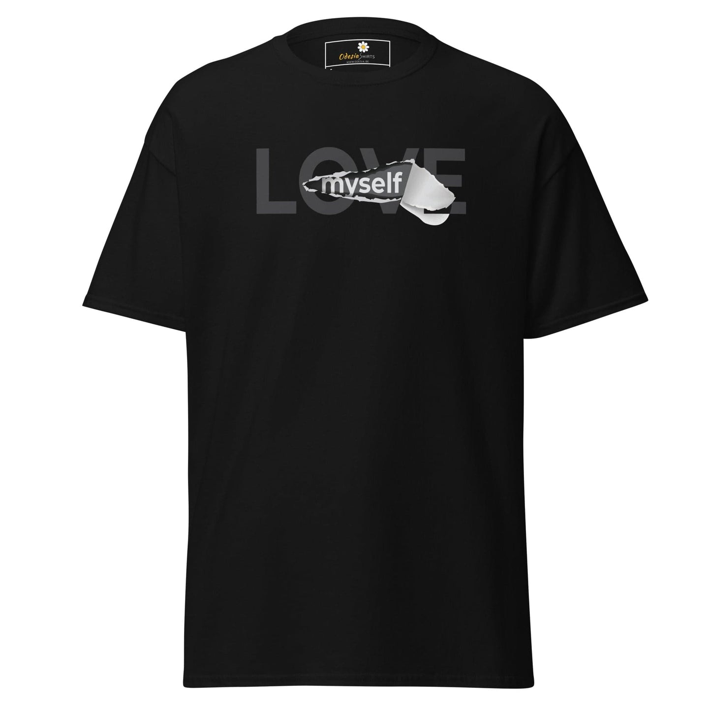 Black T-shirt with Love Myself graphic from T-SHIRT DESIGN TEE for Men and Women