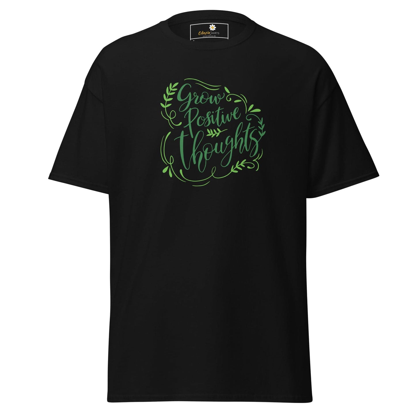 Unisex classic t-shirt - TEXT POSITIVE GROW THOUGHTS - REGULAR - Black / S