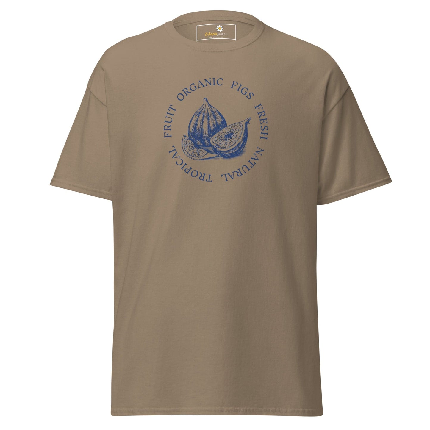 Khaki T-shirt with fig graphic from T-SHIRT DESIGN TEE for Men and Women, available S to XL