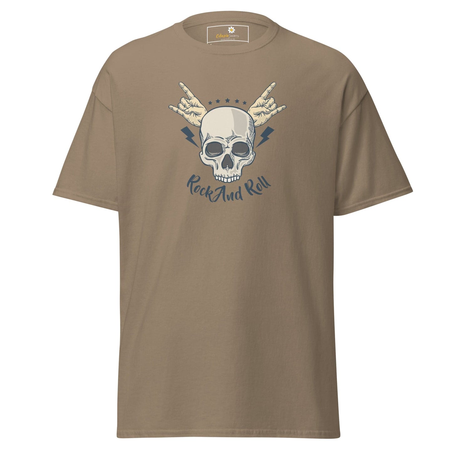 Tan T-shirt with skull graphic from T-SHIRT DESIGN TEE for Men and Women Sizes S to XL