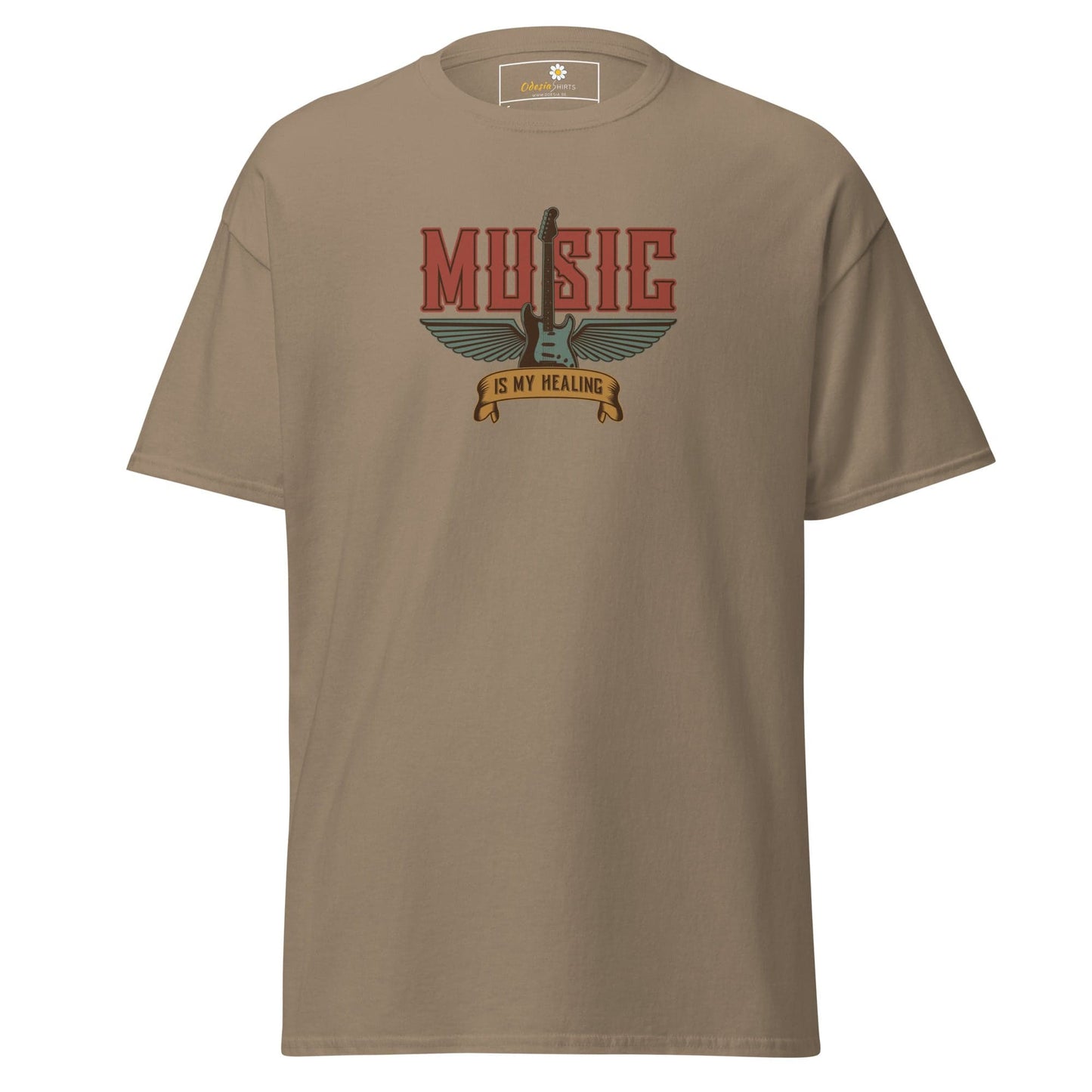 Unisex classic t-shirt - MUSIC GEAR HEALING - REGULAR - Brown Savana / S