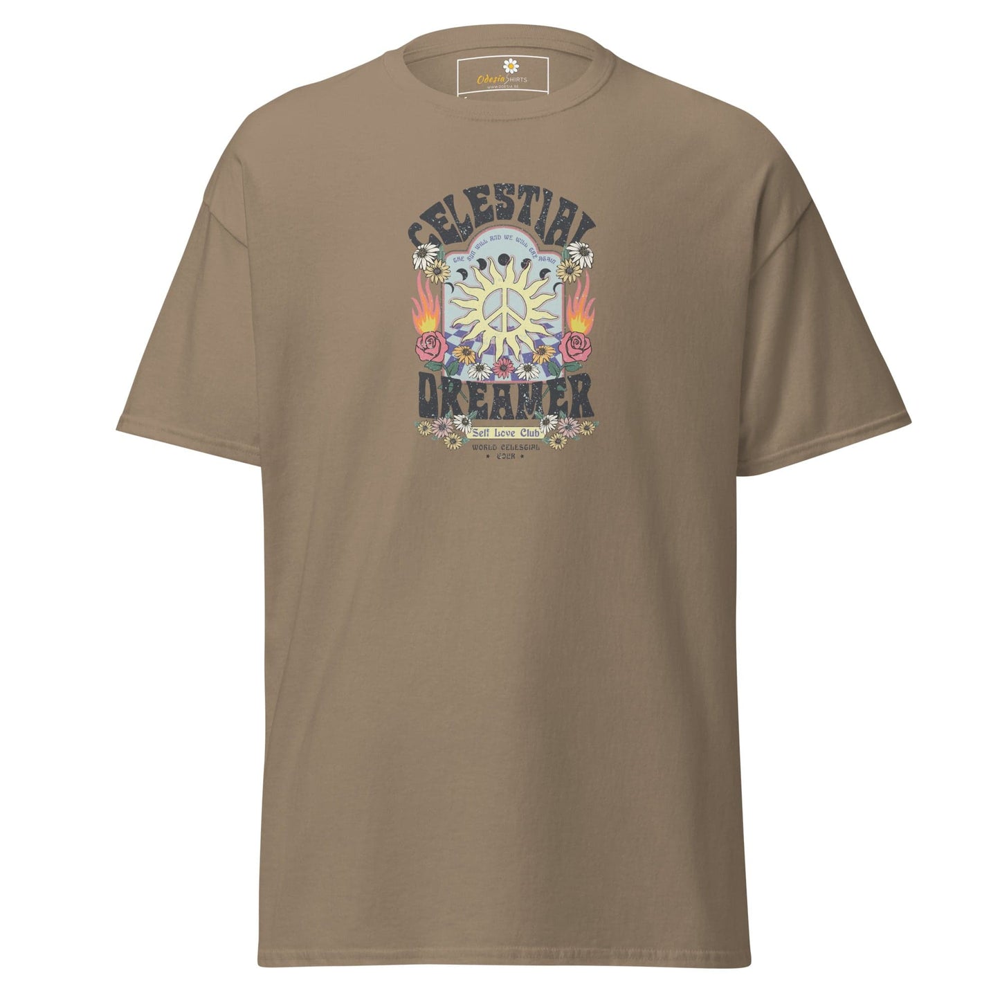 Unisex classic t-shirt - NATURE CELESTIAL FLOWERS - REGULAR - Brown Savana / S