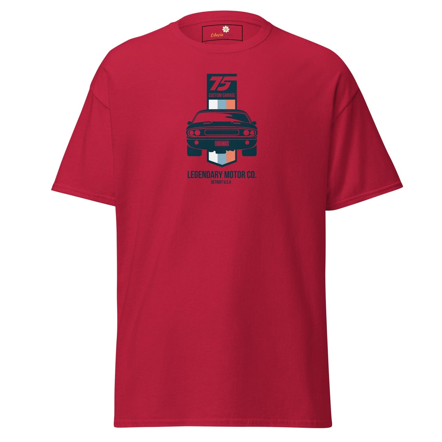 Red T-shirt with car graphic from T-SHIRT DESIGN TEE for Man and Woman in sizes S to XL