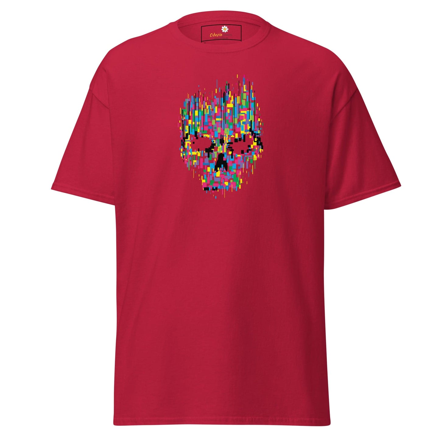 Unisex classic t-shirt - SKULL COLORFUL CUBES - REGULAR - Cardinal / S