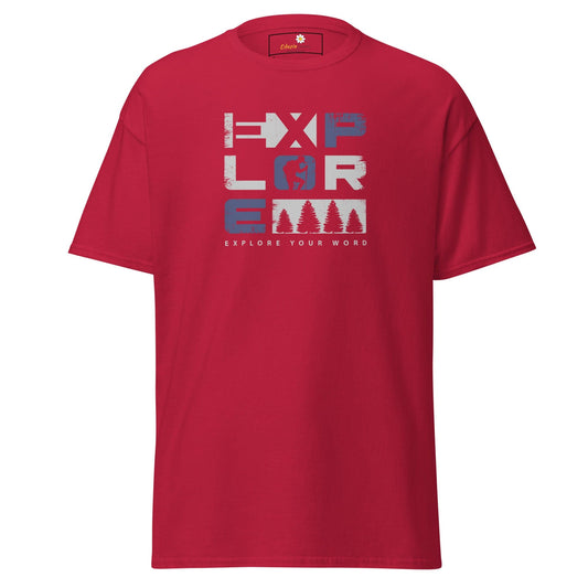 Unisex classic t-shirt - TEXT EXPLORE YOUR WORLD - REGULAR - Cardinal / S